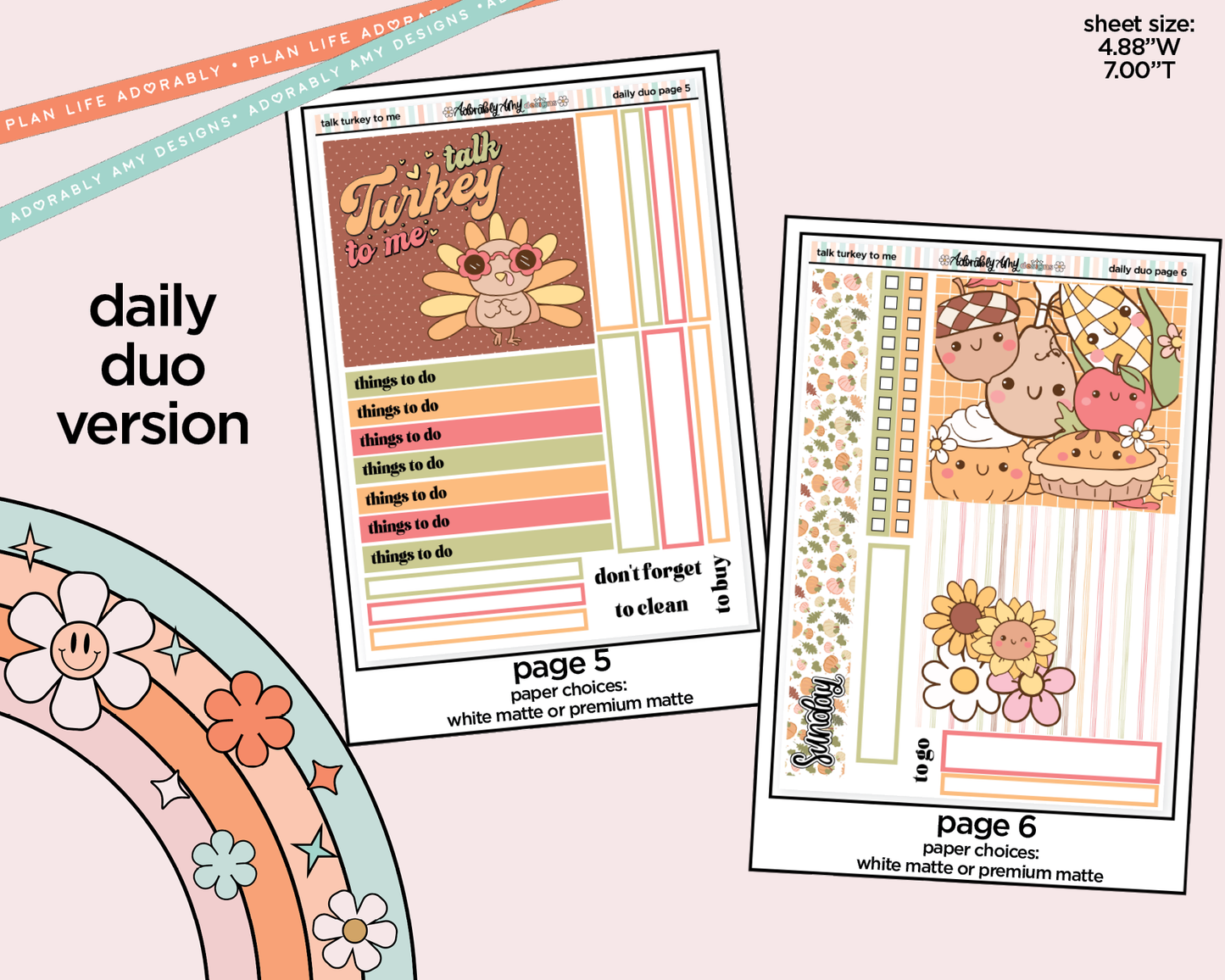 Daily Duo Talk Turkey to Me Weekly Planner Sticker Kit for Daily Duo Planner
