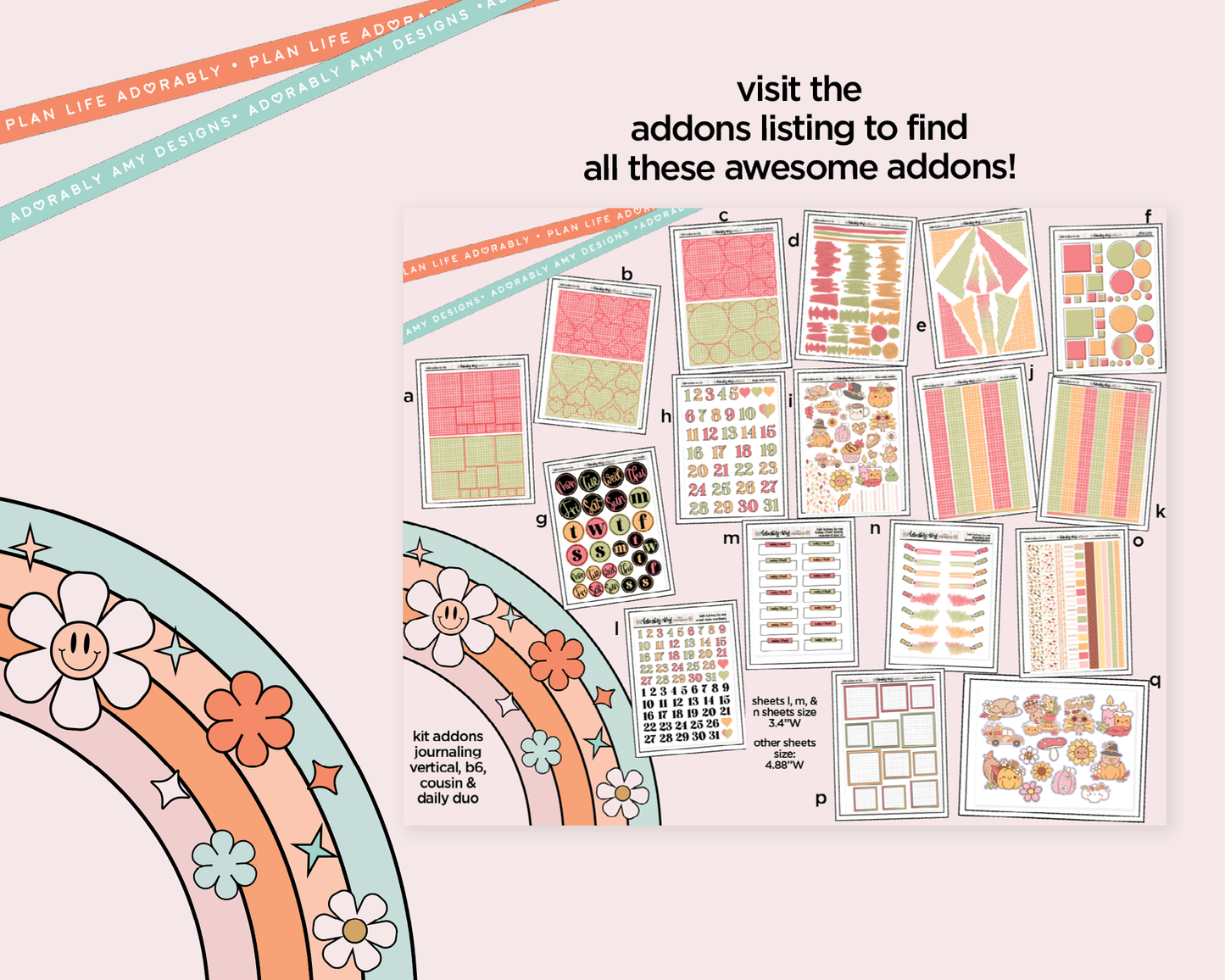 Vertical Talk Turkey to Me Weekly Sticker Kit for Vertical Standard Size Planners or Insert