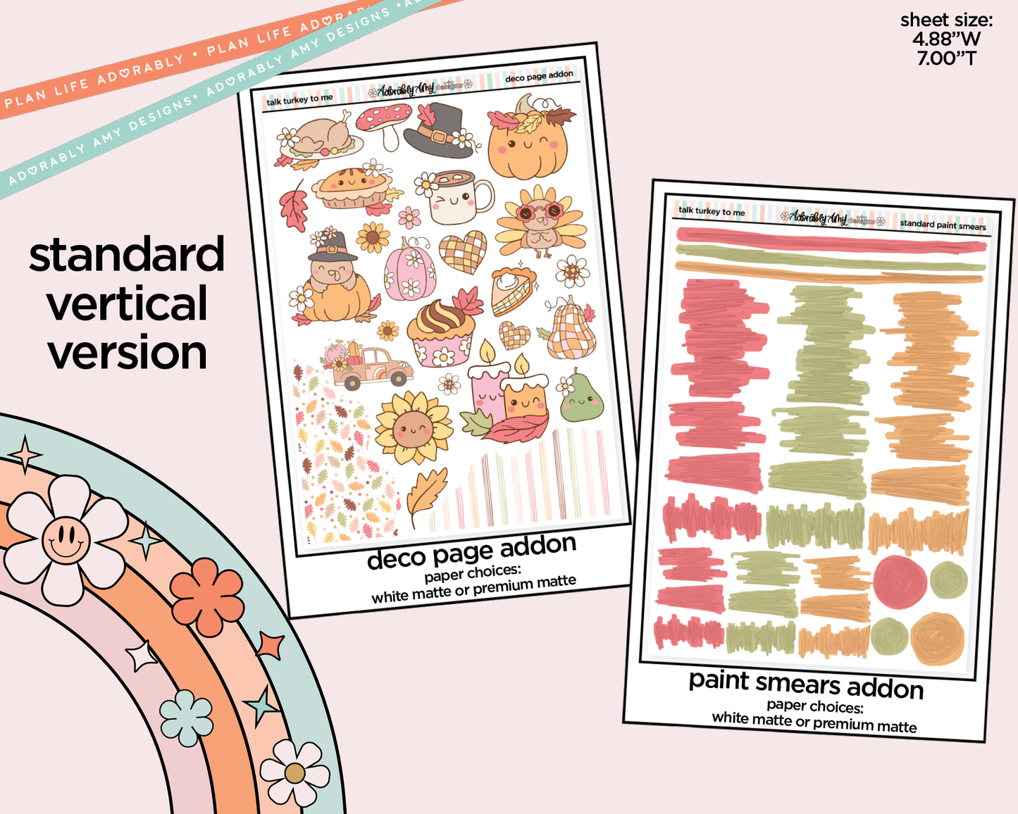 Vertical Talk Turkey to Me Weekly Sticker Kit for Vertical Standard Size Planners or Insert