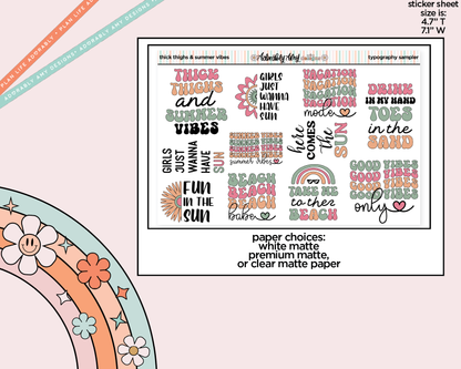Thick Thighs and Summer Vibes Deco Typography Sampler Planner Stickers