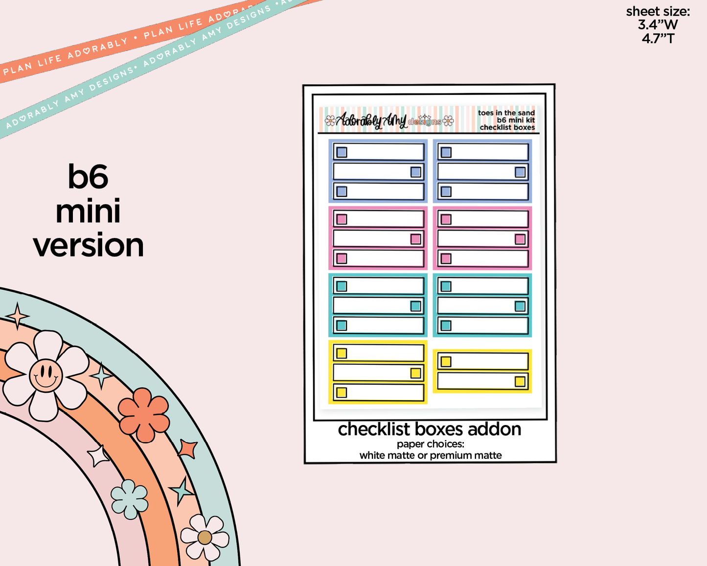 Mini B6 Toes in the Sand Book in My Hand Planner Sticker Kit sized for ANY Vertical Insert