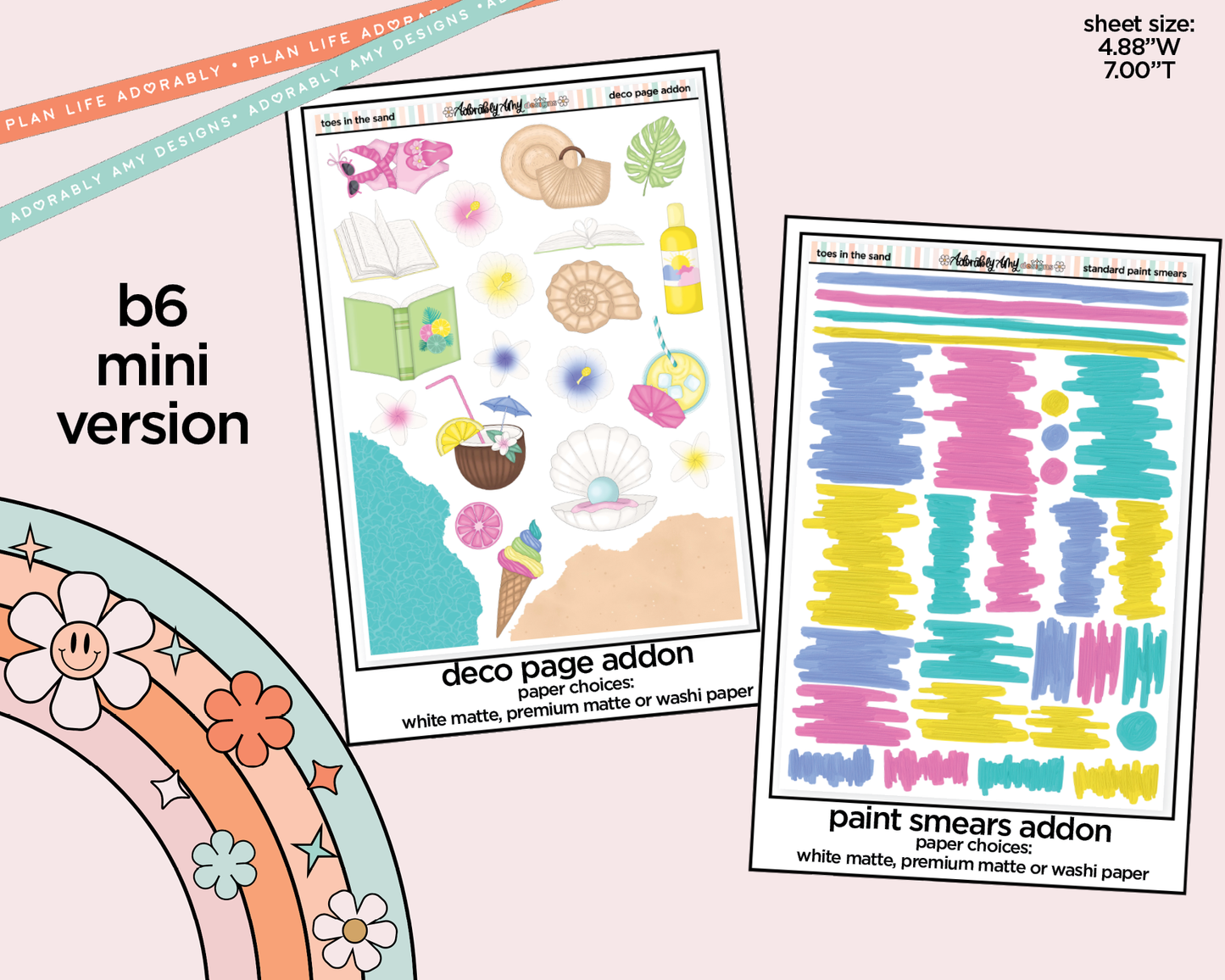 Mini B6 Toes in the Sand Book in My Hand Planner Sticker Kit sized for ANY Vertical Insert