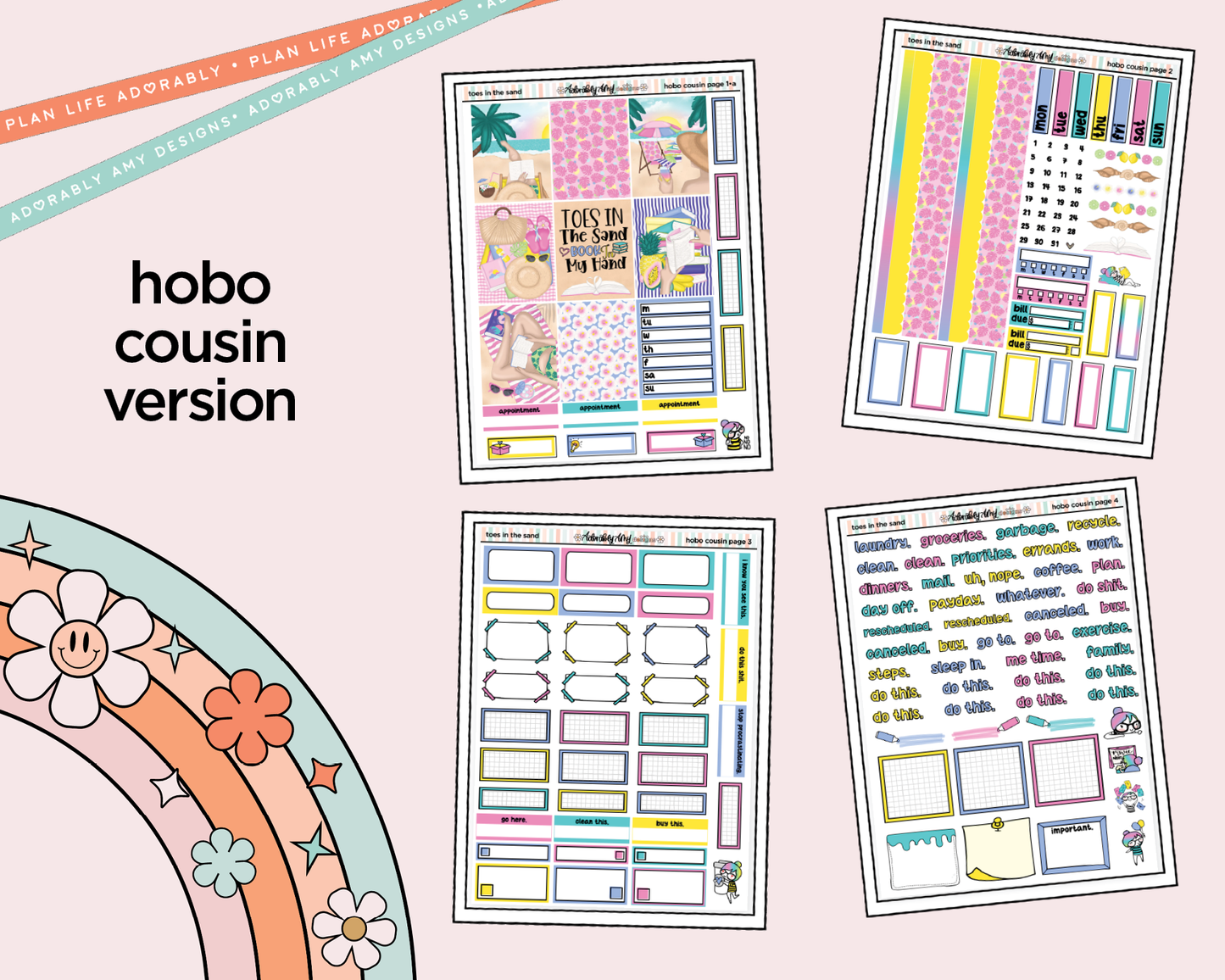 Hobonichi Cousin Weekly Toes in the Sand Book in My Hand Planner Sticker Kit for Hobo Cousin or Similar Planners