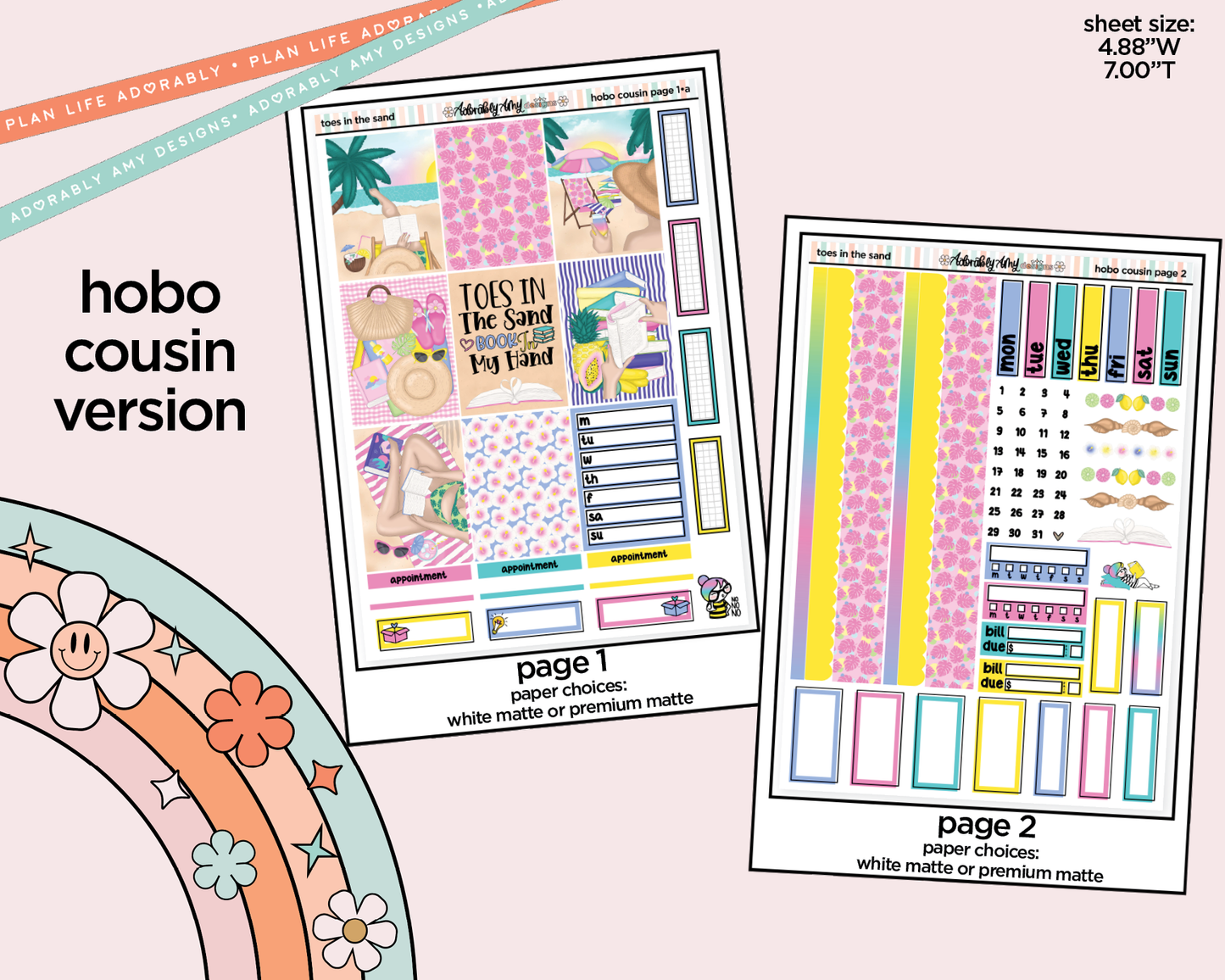 Hobonichi Cousin Weekly Toes in the Sand Book in My Hand Planner Sticker Kit for Hobo Cousin or Similar Planners