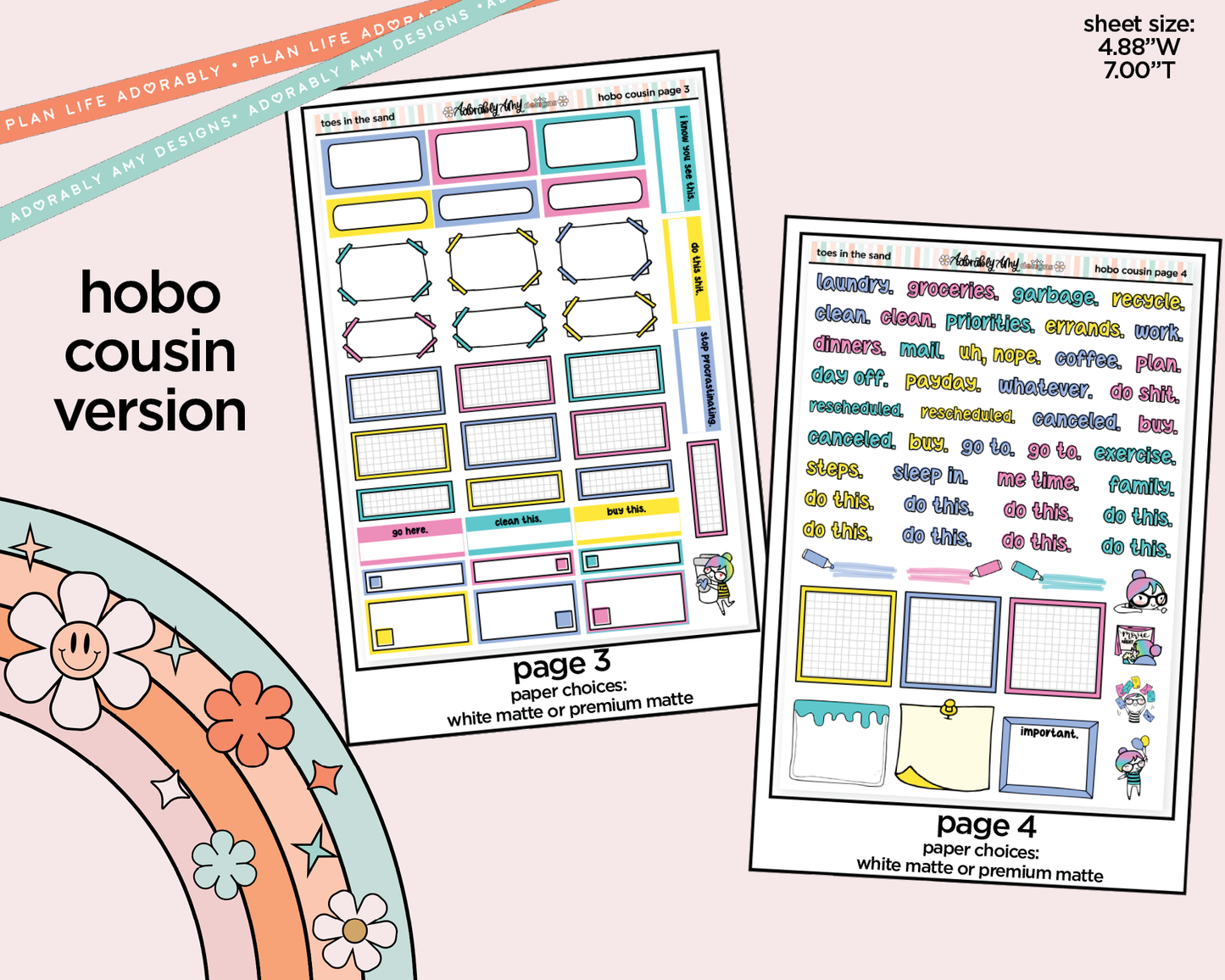 Hobonichi Cousin Weekly Toes in the Sand Book in My Hand Planner Sticker Kit for Hobo Cousin or Similar Planners