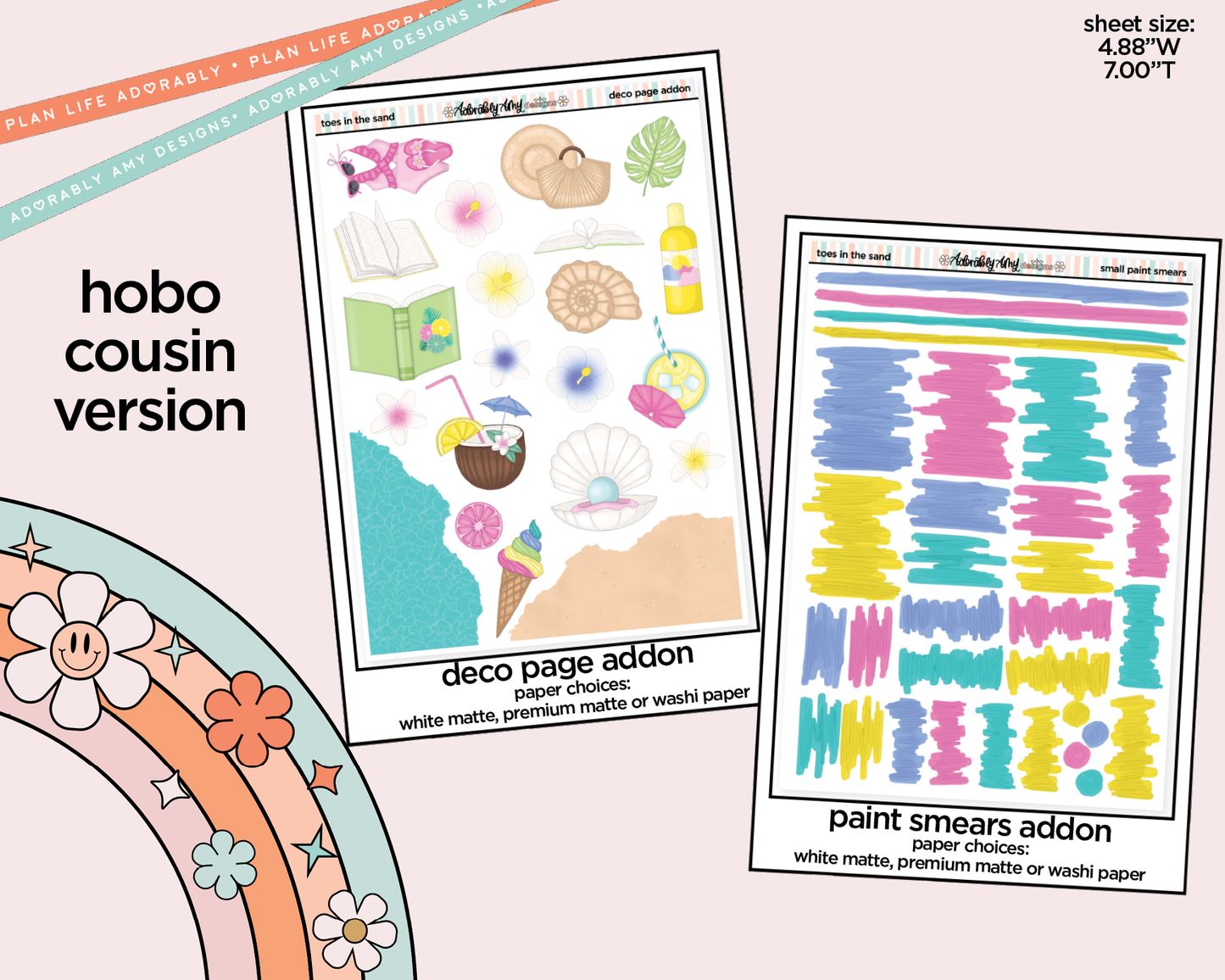 Hobonichi Cousin Weekly Toes in the Sand Book in My Hand Planner Sticker Kit for Hobo Cousin or Similar Planners