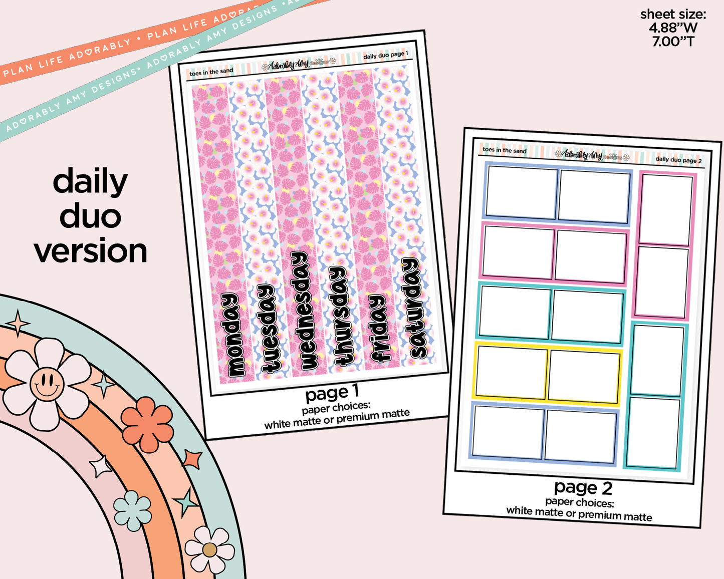 Daily Duo Toes in the Sand Book in My Hand Weekly Planner Sticker Kit for Daily Duo Planner