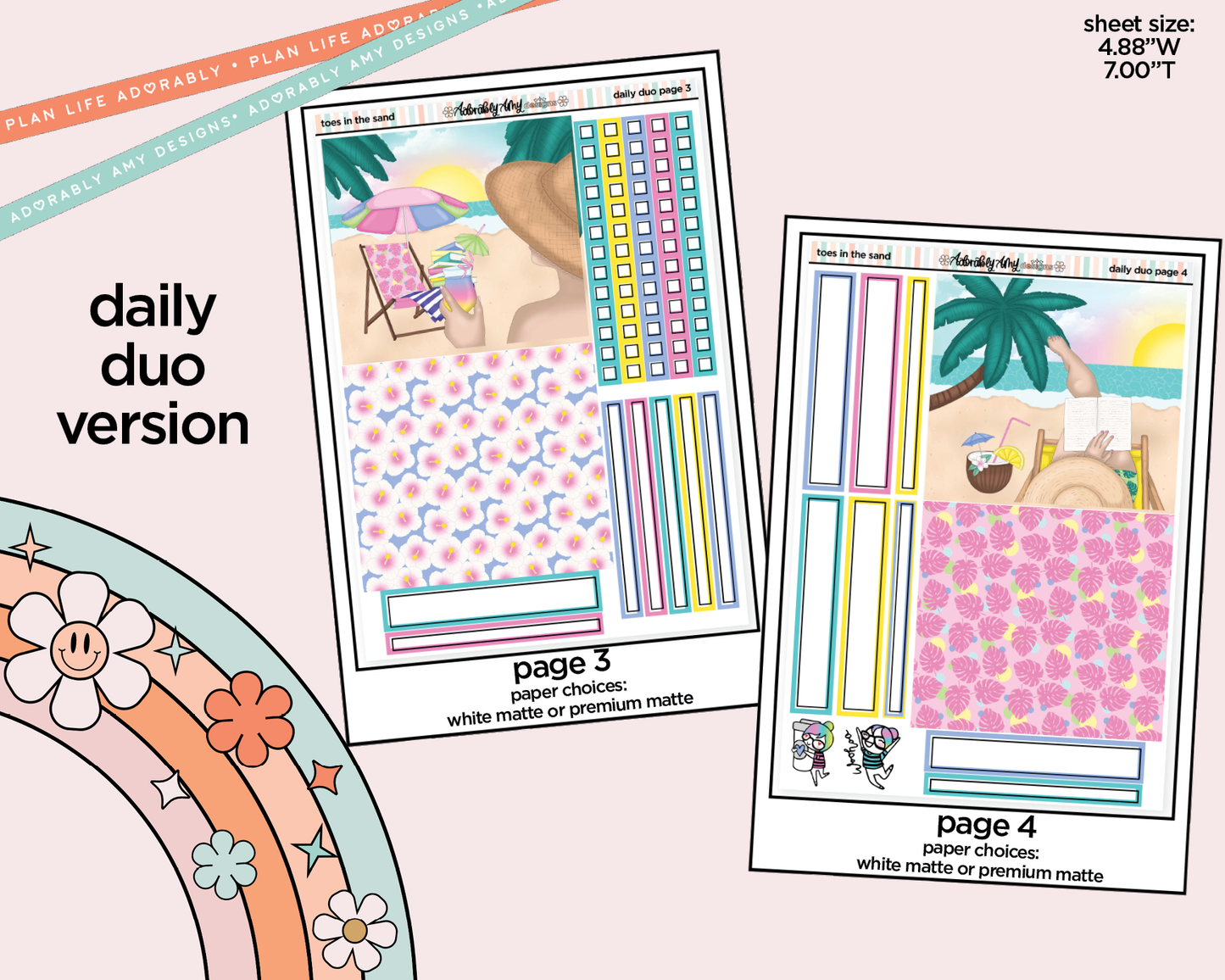 Daily Duo Toes in the Sand Book in My Hand Weekly Planner Sticker Kit for Daily Duo Planner