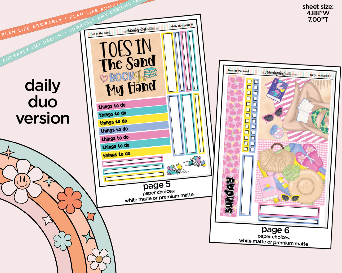 Daily Duo Toes in the Sand Book in My Hand Weekly Planner Sticker Kit for Daily Duo Planner