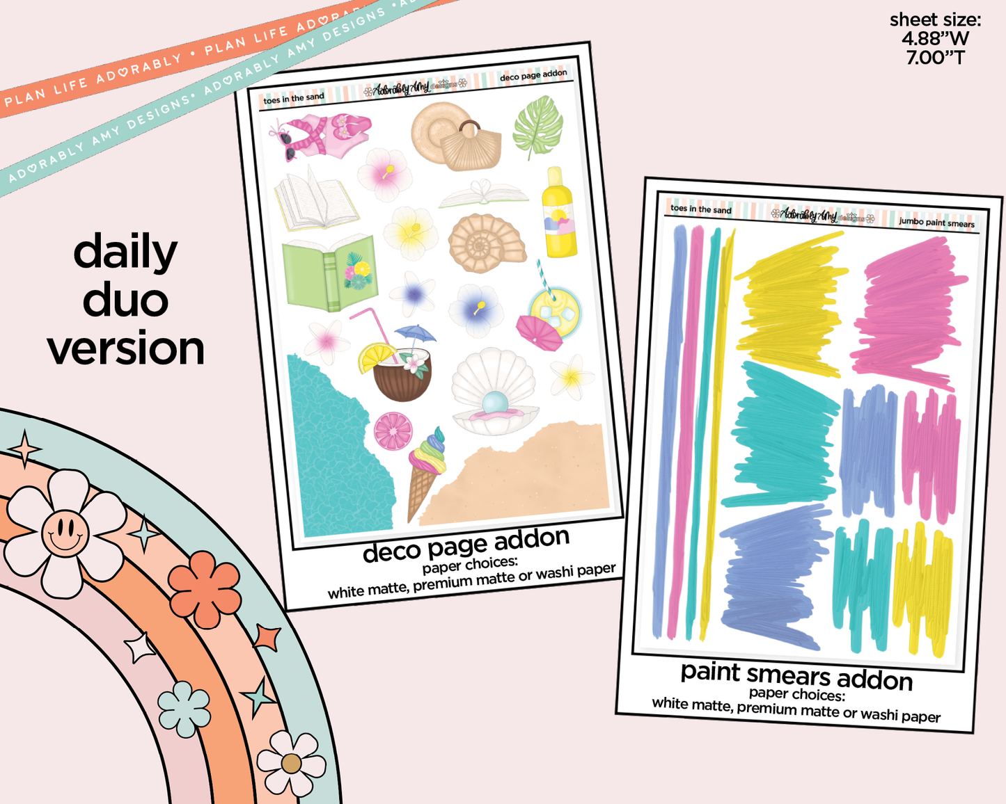 Daily Duo Toes in the Sand Book in My Hand Weekly Planner Sticker Kit for Daily Duo Planner