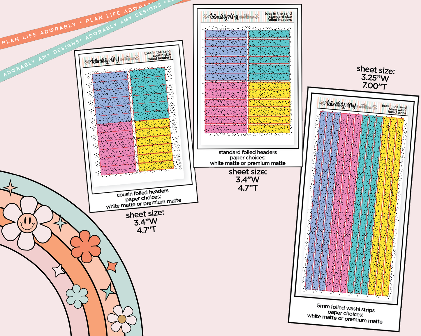 Foiled Toes in the Sand Book in My Hand Headers or Long Strips Planner Stickers