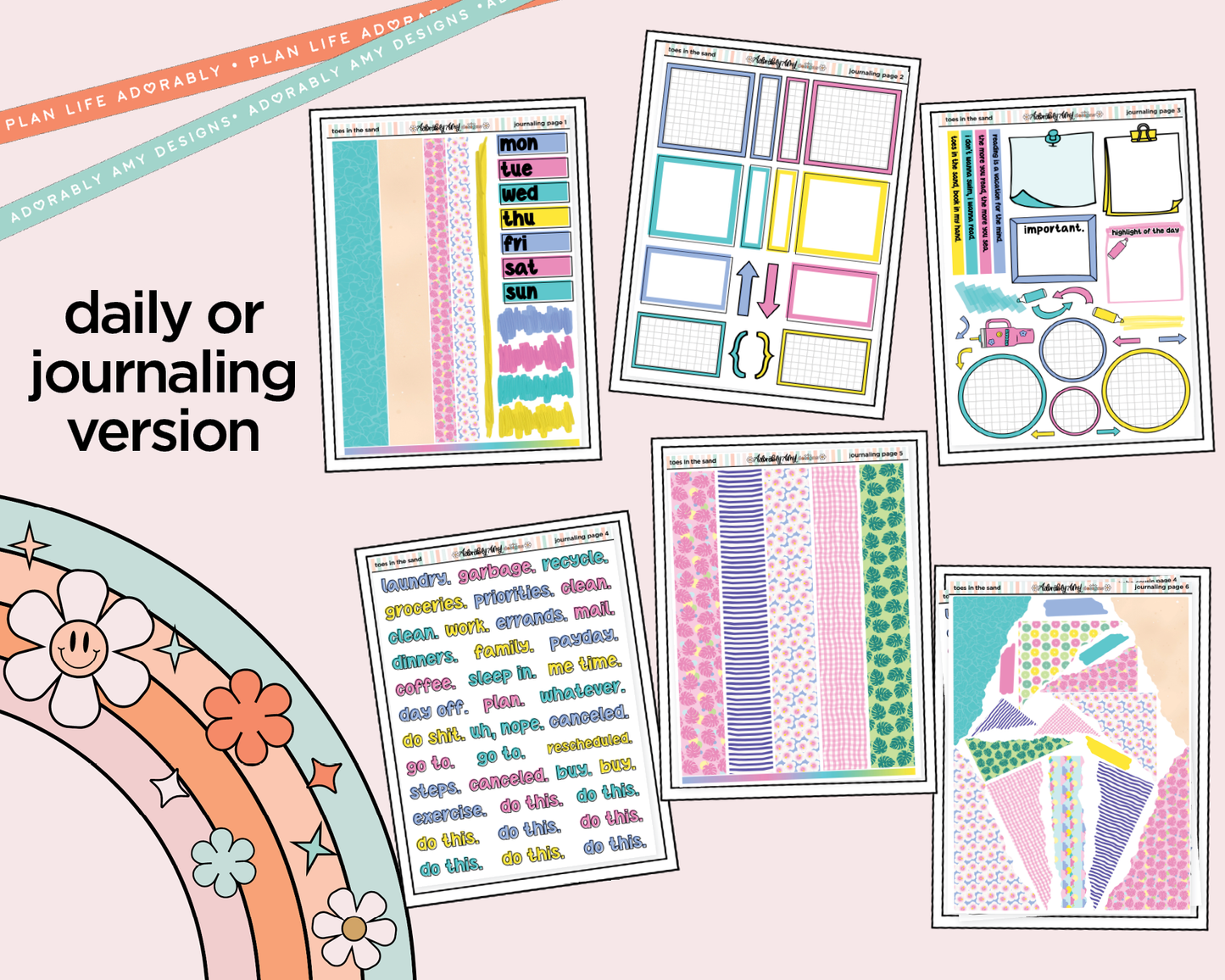 Journaling and Daily Planning Toes in the Sand Book in My Hand Planner Sticker Kit