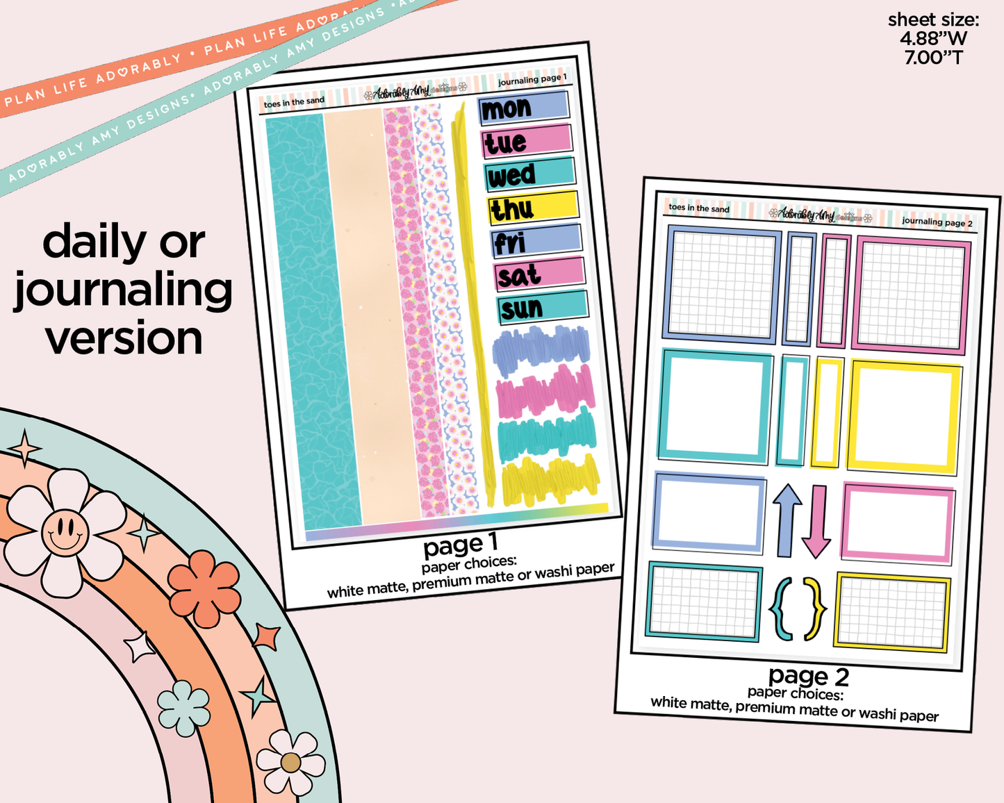 Journaling and Daily Planning Toes in the Sand Book in My Hand Planner Sticker Kit