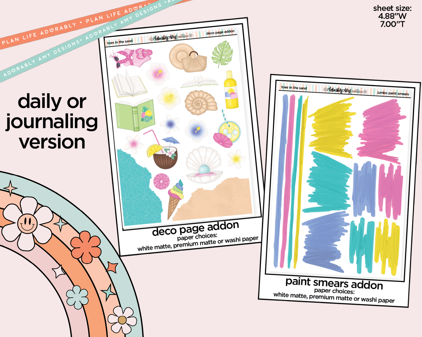 Journaling and Daily Planning Toes in the Sand Book in My Hand Planner Sticker Kit
