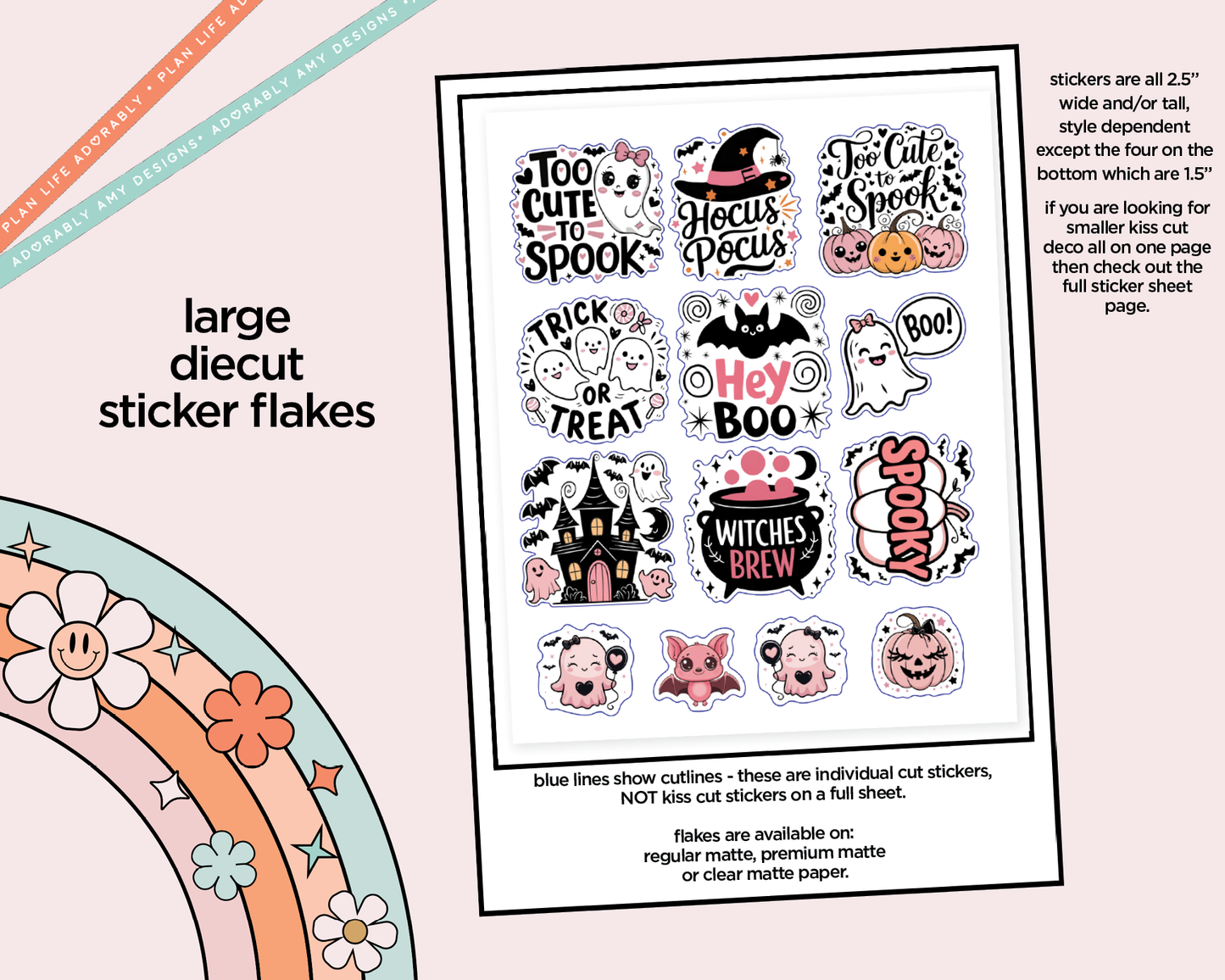 Too Cute to Spook Deco Typography Sampler Planner Stickers