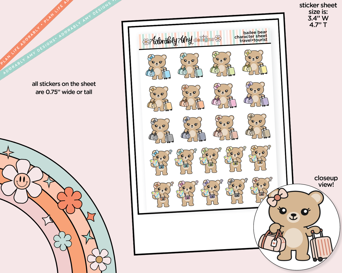 Bailee Bear Travel-Tourist Decoration Character Planner Stickers