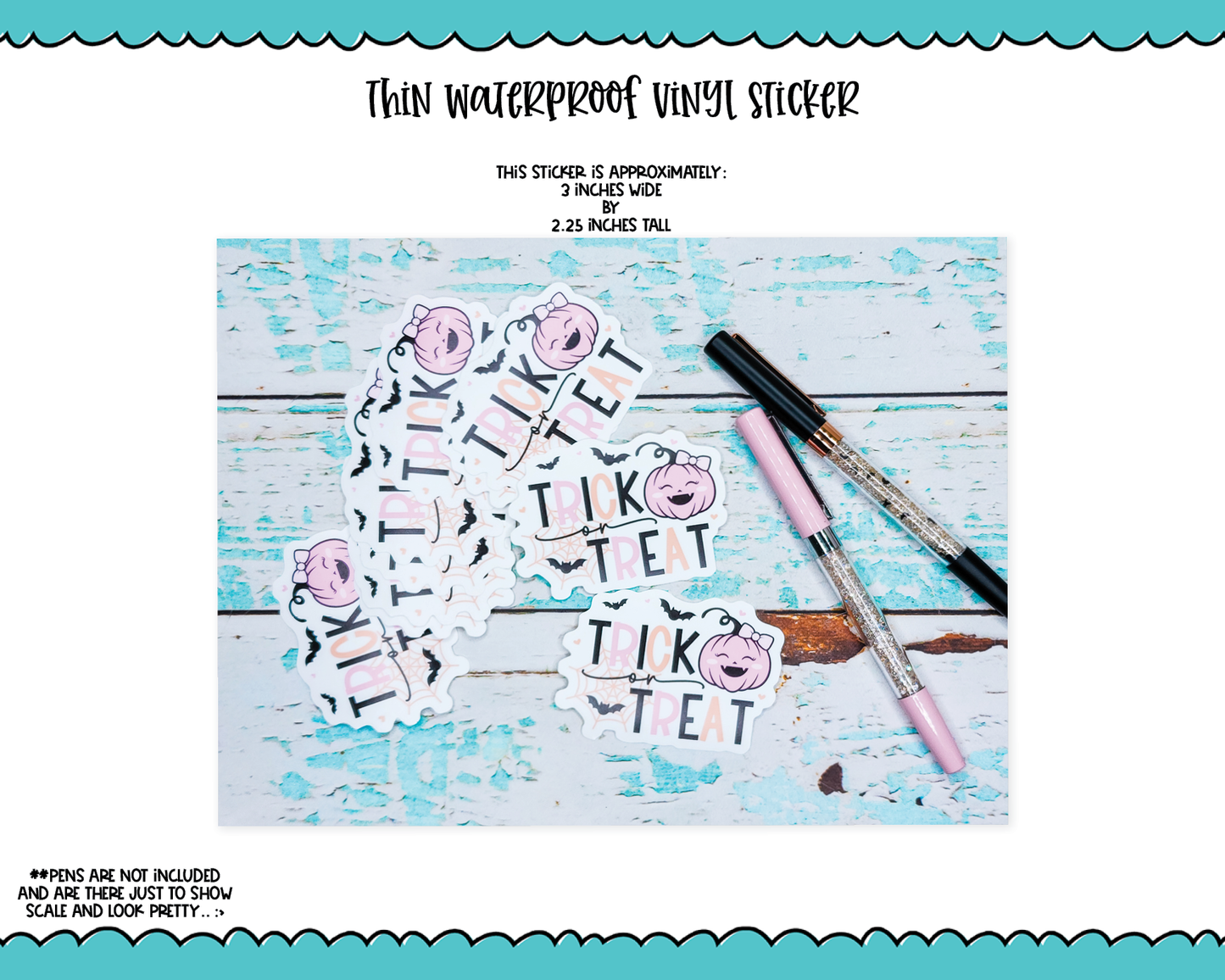 Waterproof Vinyl Large Diecut Stickers - Pastel Trick or Treat Halloween