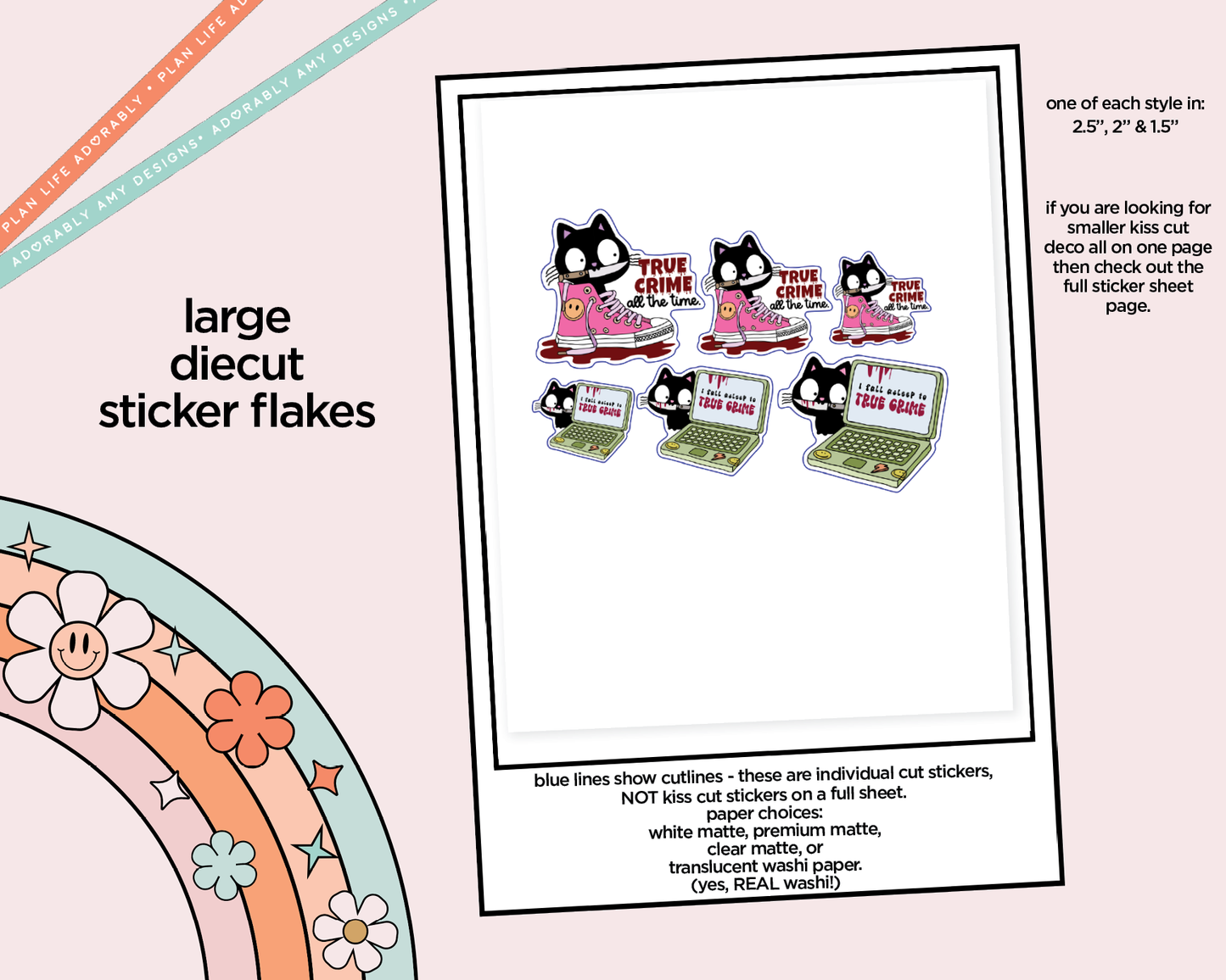 True Crime Any Time Typography Sampler Planner Stickers