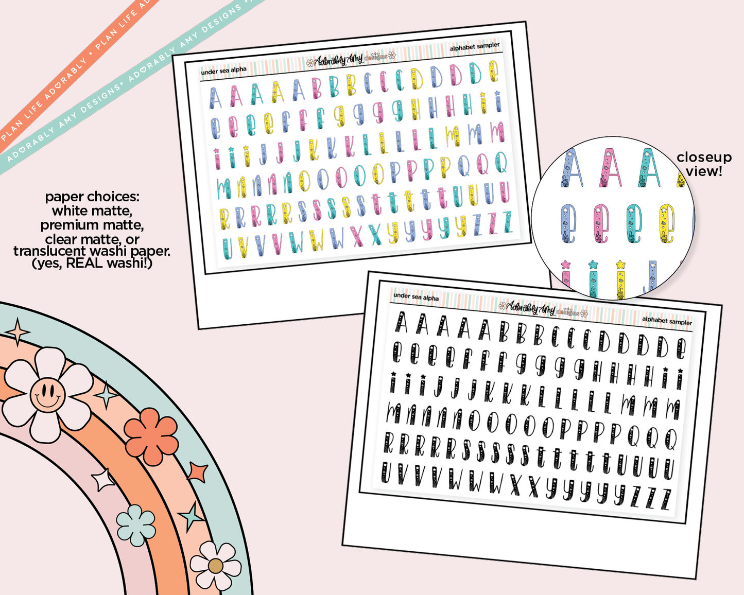 Under the Sea Alphabet Stickers Deco Typography Sampler Planner Stickers