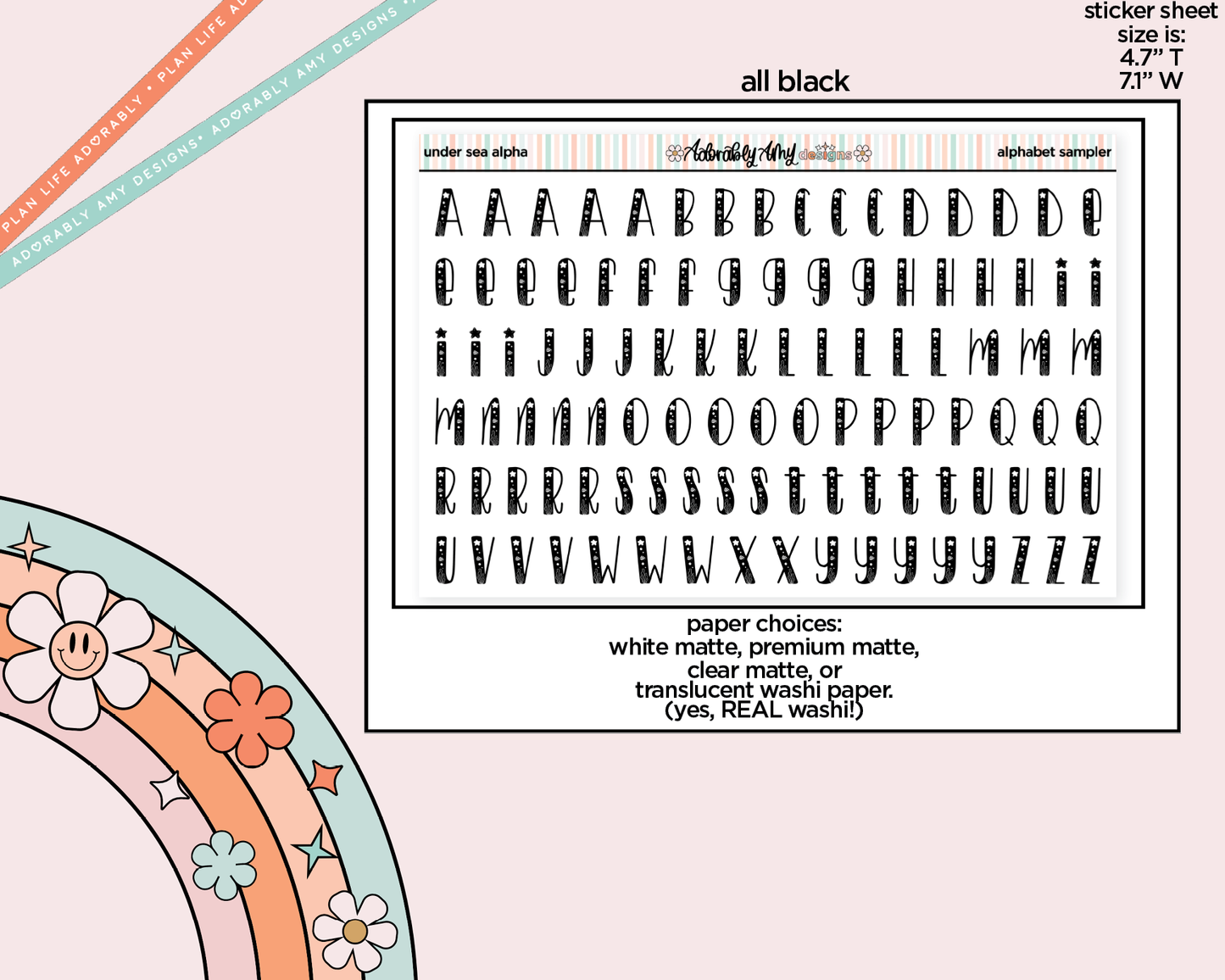 Under the Sea Alphabet Stickers Deco Typography Sampler Planner Stickers