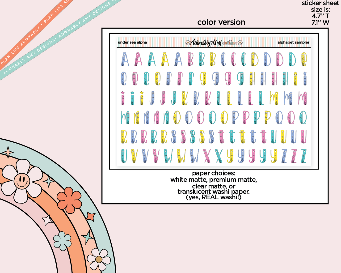 Under the Sea Alphabet Stickers Deco Typography Sampler Planner Stickers