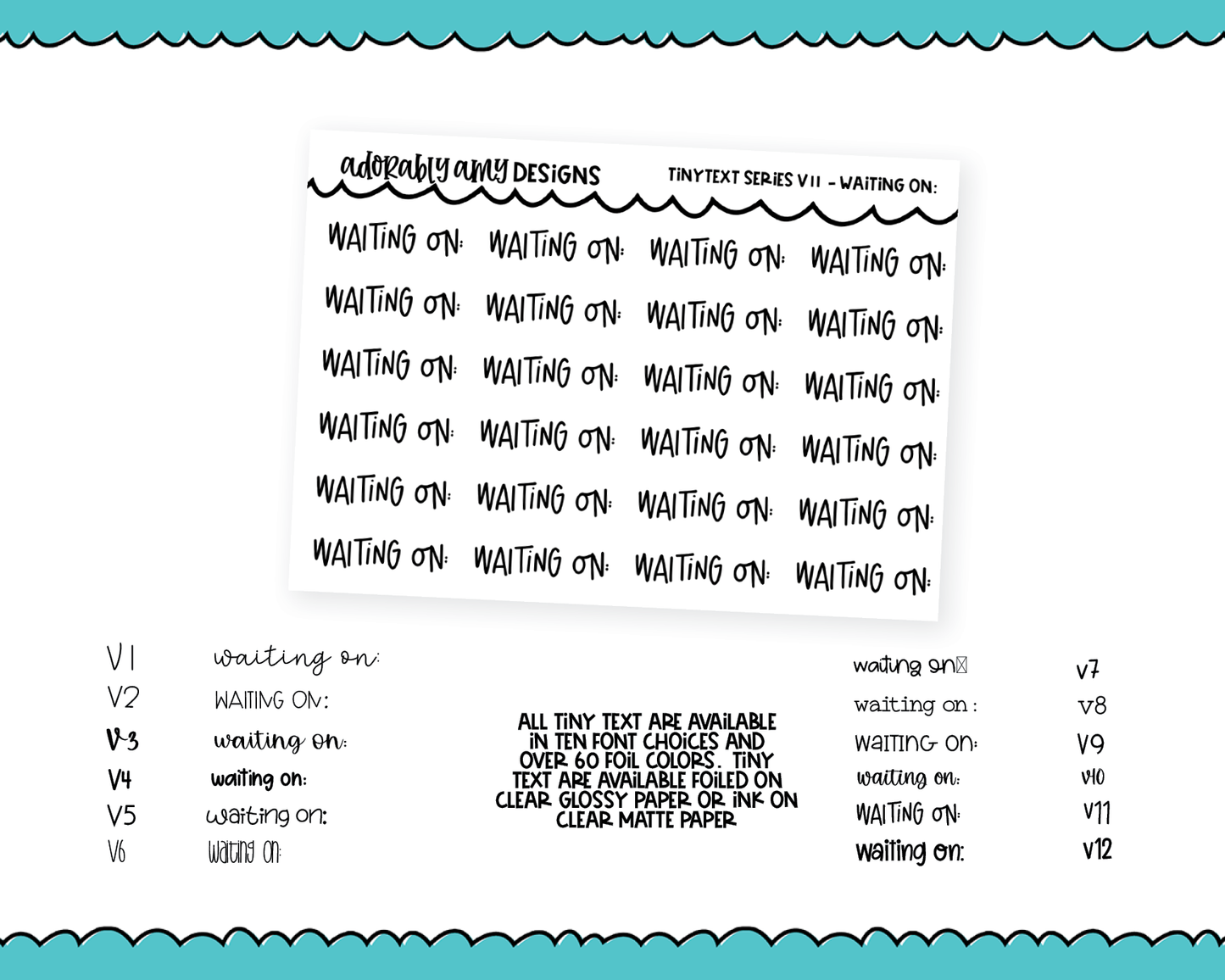 Foiled Tiny Text Series - Waiting On: Checklist Size Planner Stickers for any Planner or Insert