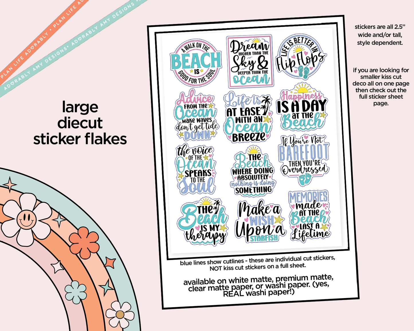 Walk on the Beach Typography Sampler Planner Stickers