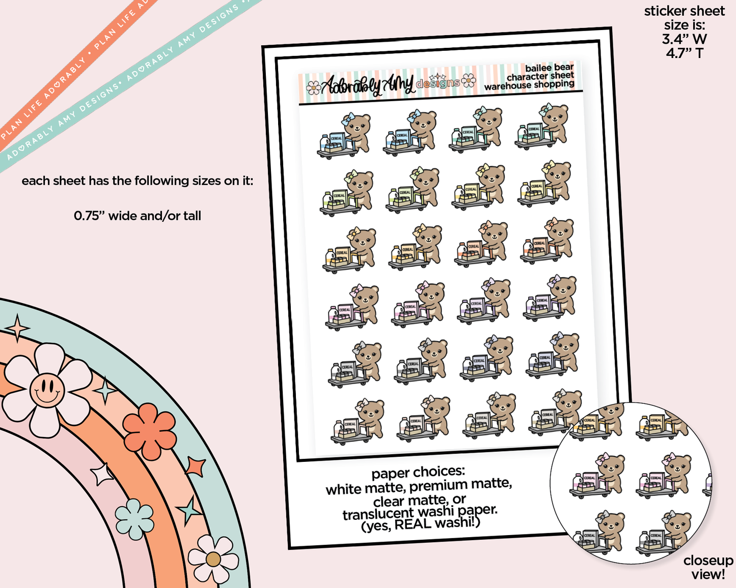 Bailee Bear Warehouse Shopping Decoration Planner Stickers