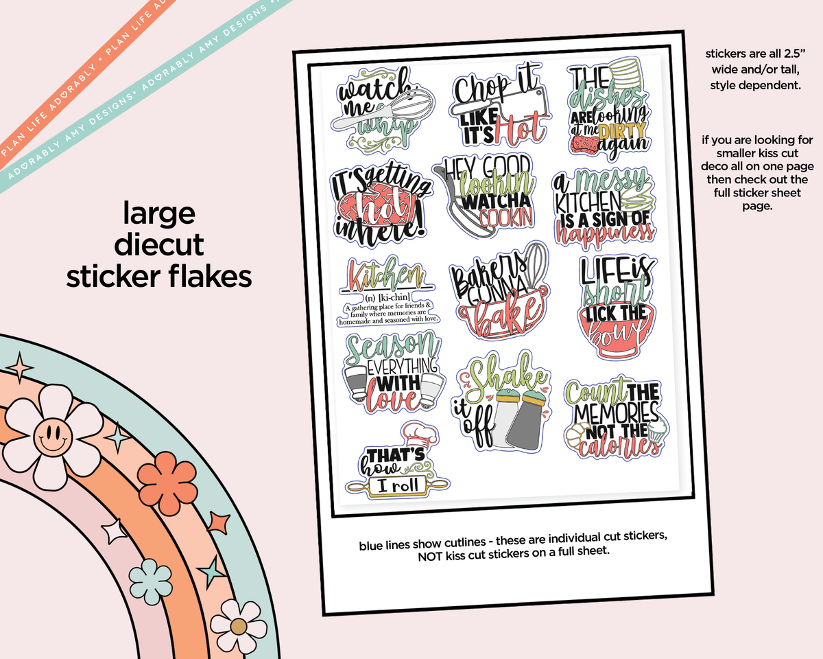 Watch Me Whip Cooking Themed Typography Sampler Planner Stickers