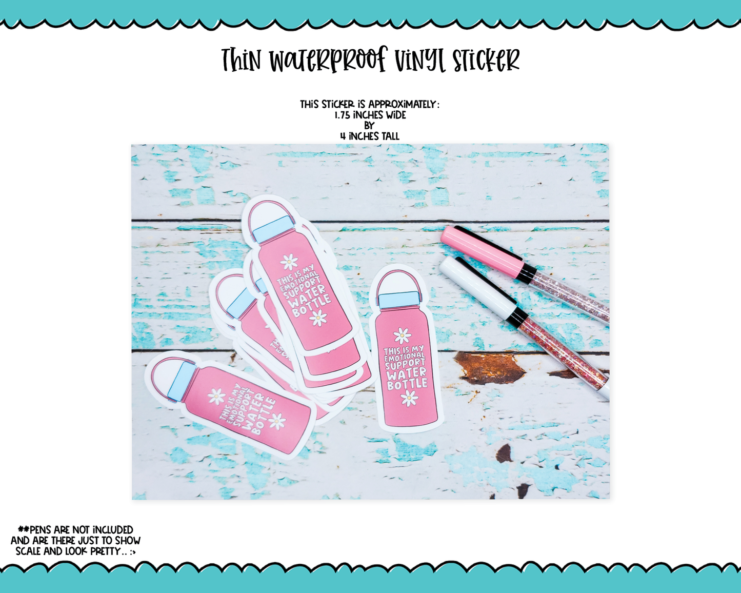 Waterproof Vinyl Large Diecut Stickers - This is My Emotional Support Water Bottle