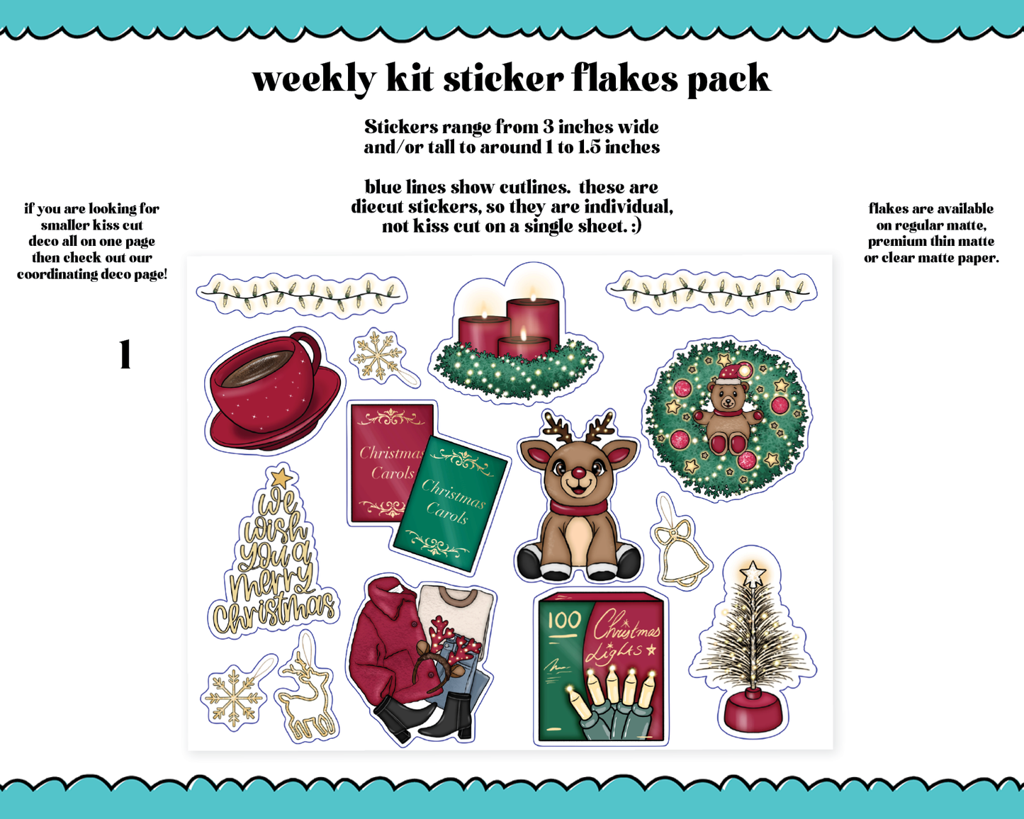 We Wish You a Merry Christmas Themed Weekly Kit Addons - All Sizes - Deco, Smears and More!