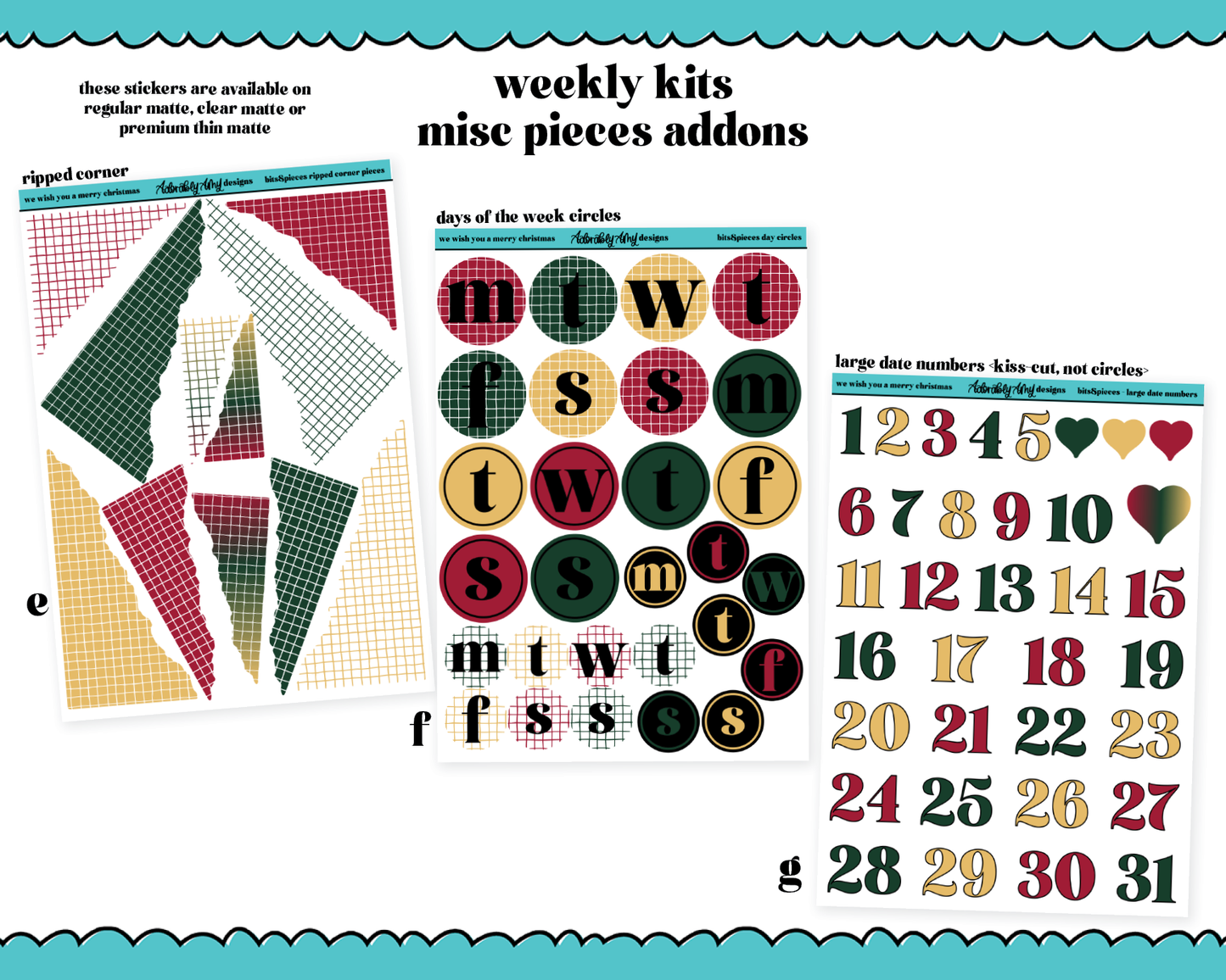 We Wish You a Merry Christmas Themed Weekly Kit Addons - All Sizes - Deco, Smears and More!