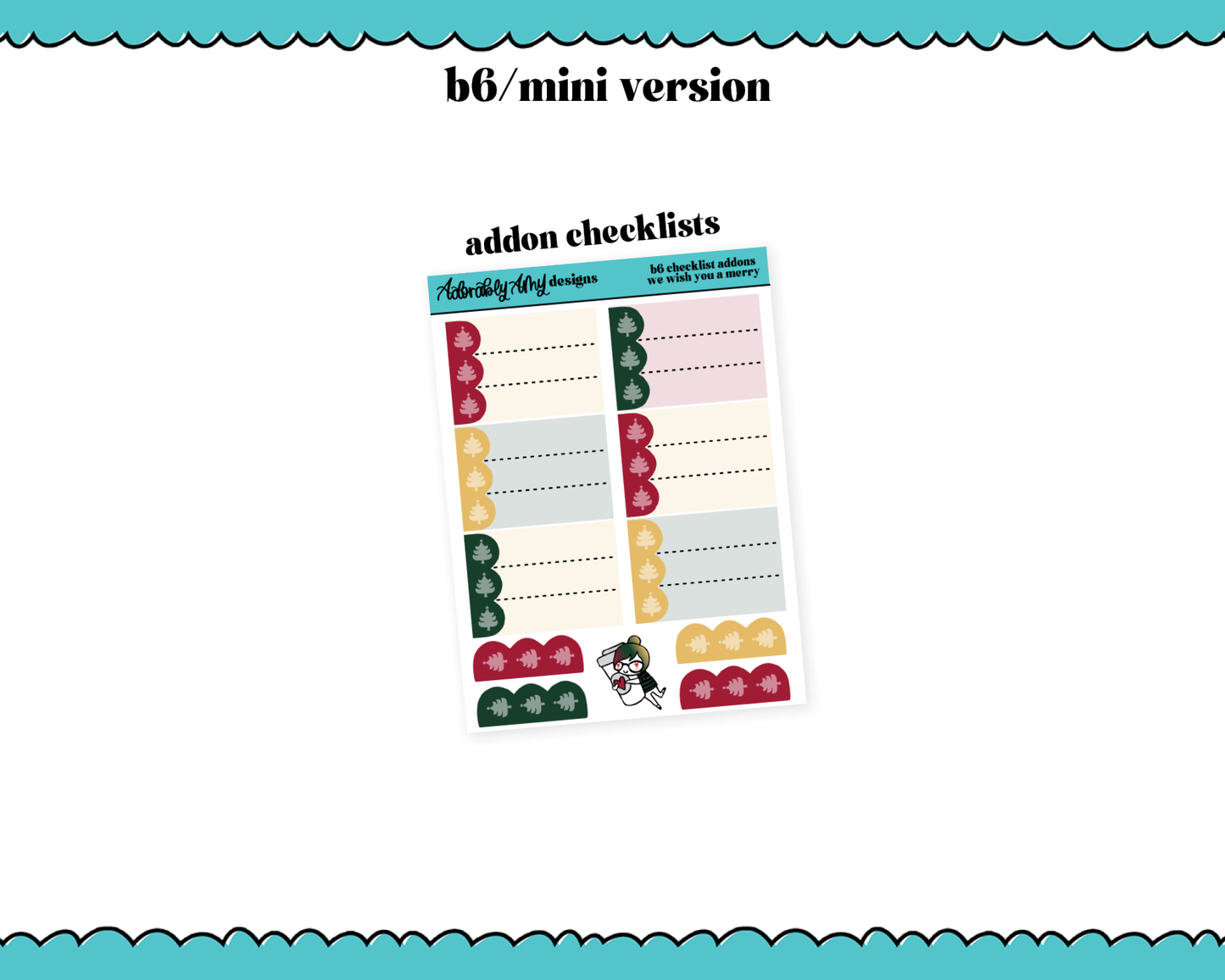 Mini B6 We Wish You a Merry Christmas Themed Weekly Planner Sticker Kit sized for ANY Vertical Insert