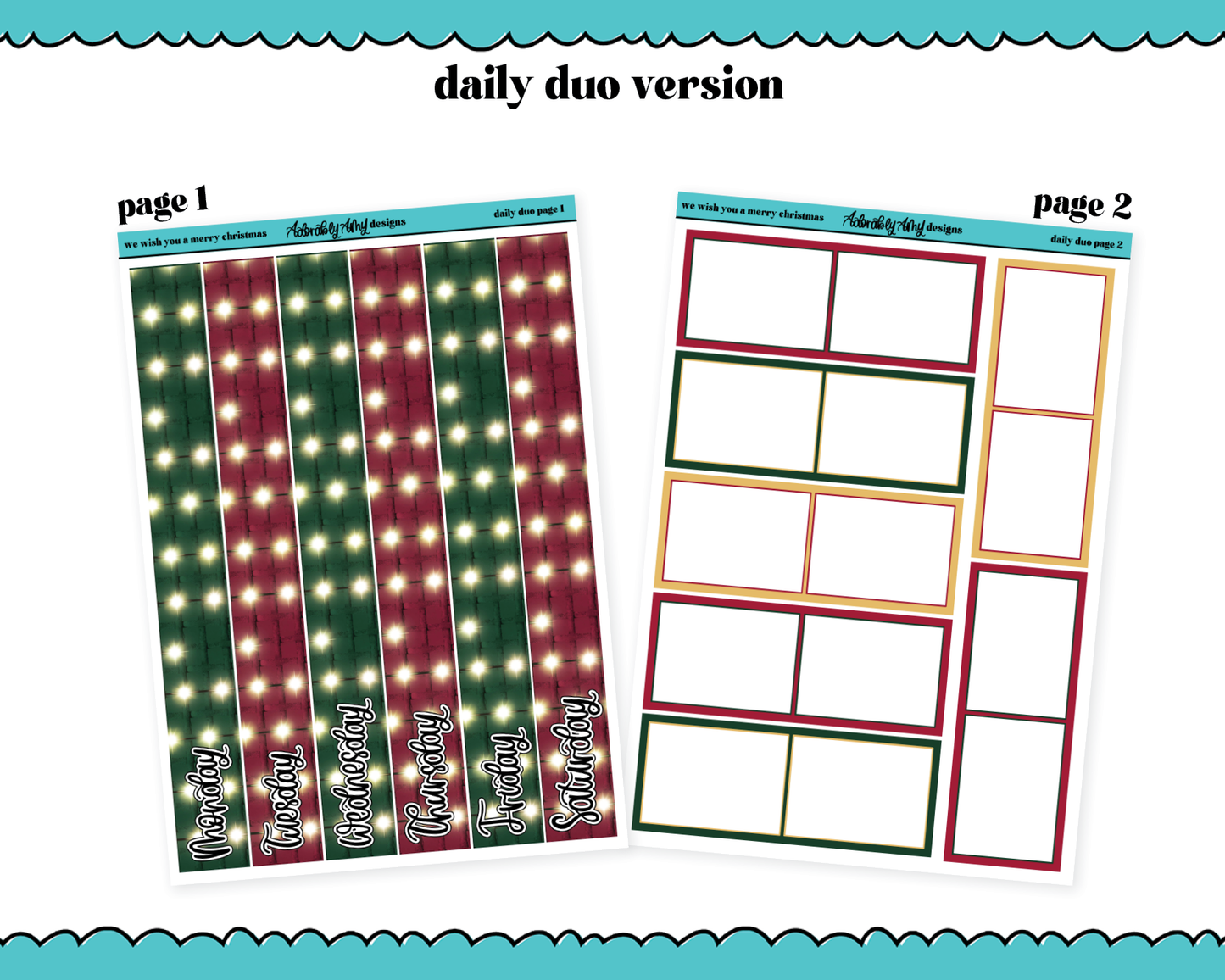Daily Duo We Wish You a Merry Christmas Themed Weekly Planner Sticker Kit for Daily Duo Planner