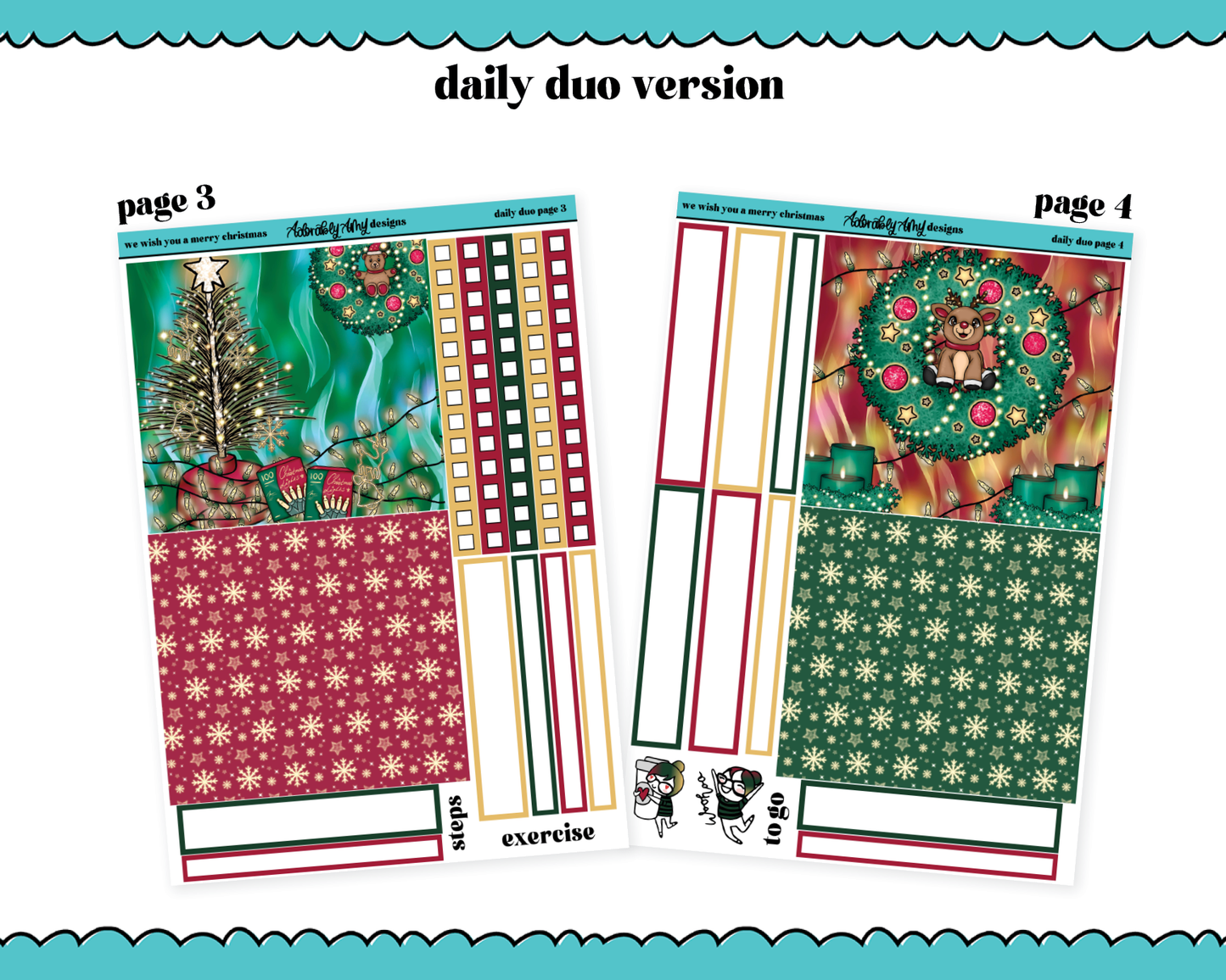 Daily Duo We Wish You a Merry Christmas Themed Weekly Planner Sticker Kit for Daily Duo Planner