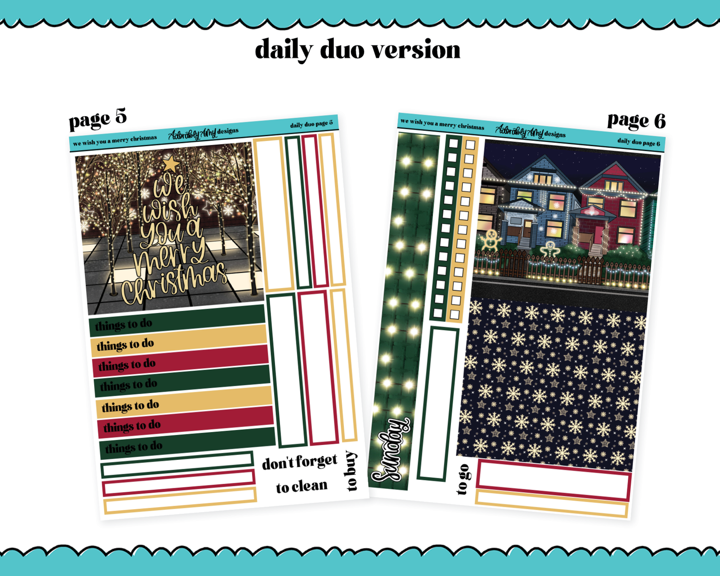Daily Duo We Wish You a Merry Christmas Themed Weekly Planner Sticker Kit for Daily Duo Planner