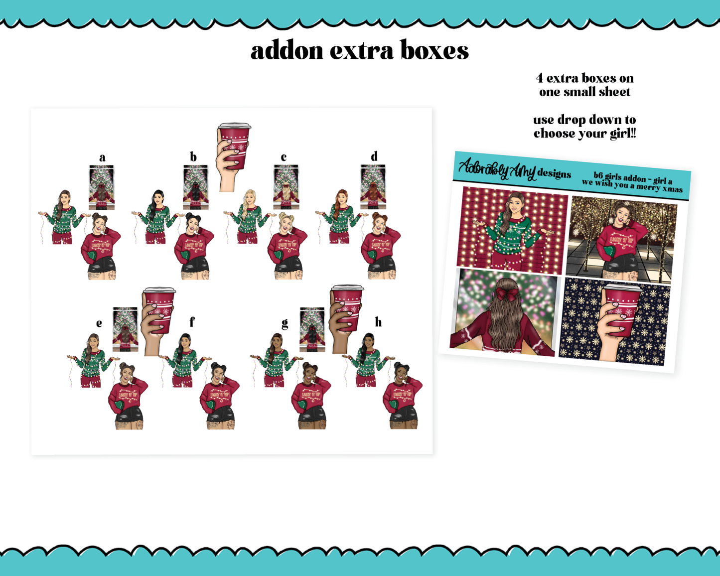 Mini B6 We Wish You a Merry Christmas Themed Weekly Planner Sticker Kit sized for ANY Vertical Insert