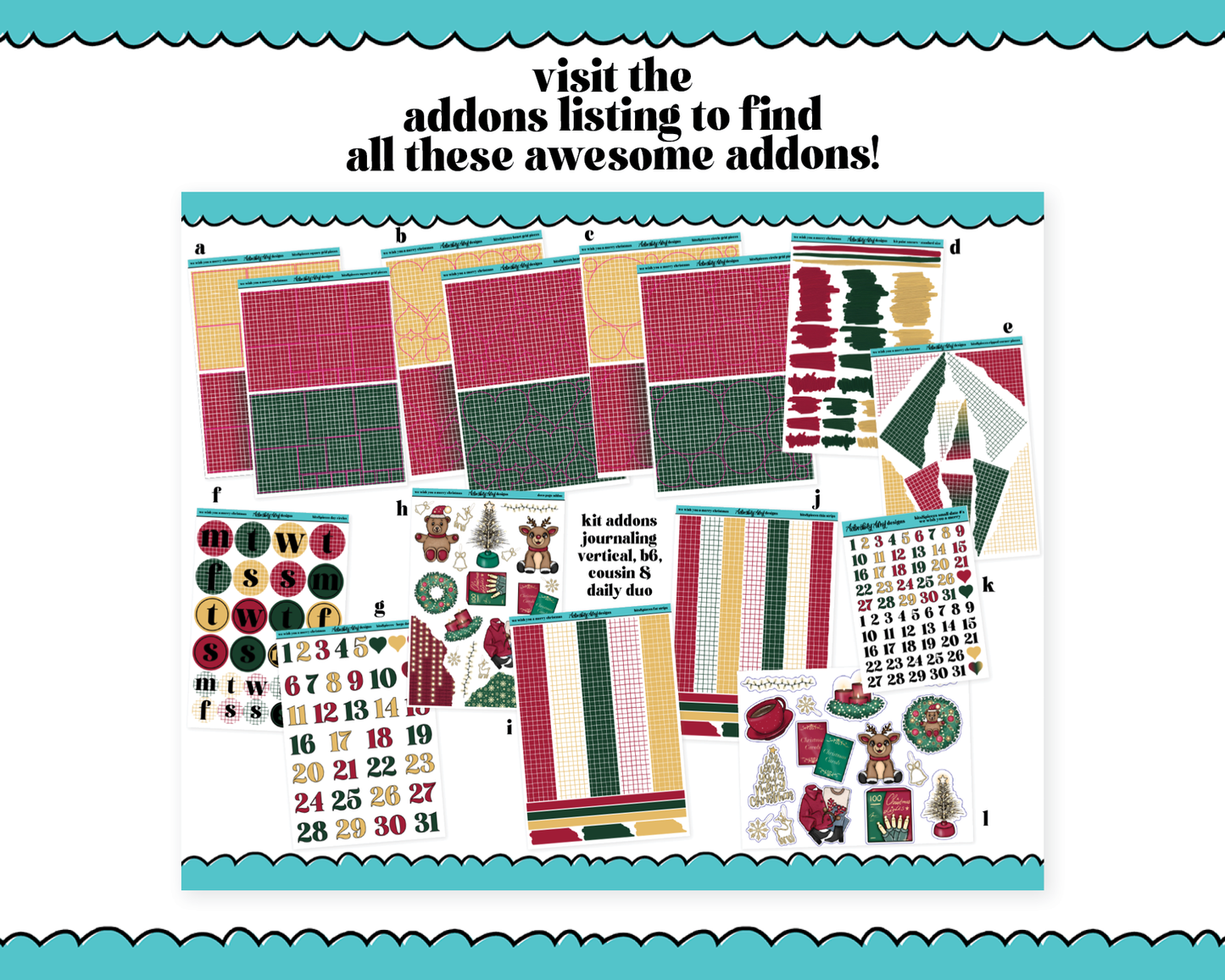 Vertical We Wish You a Merry Christmas Themed Planner Sticker Kit for Vertical Standard Size Planners or Inserts