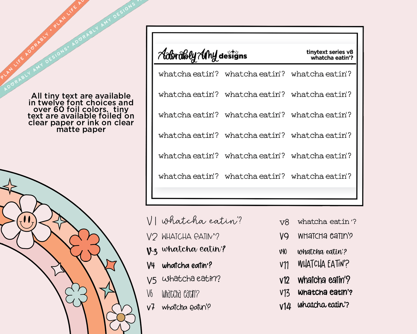 Foiled Tiny Text Series - Whatcha Eatin'? Checklist Size Planner Sticker Sheet