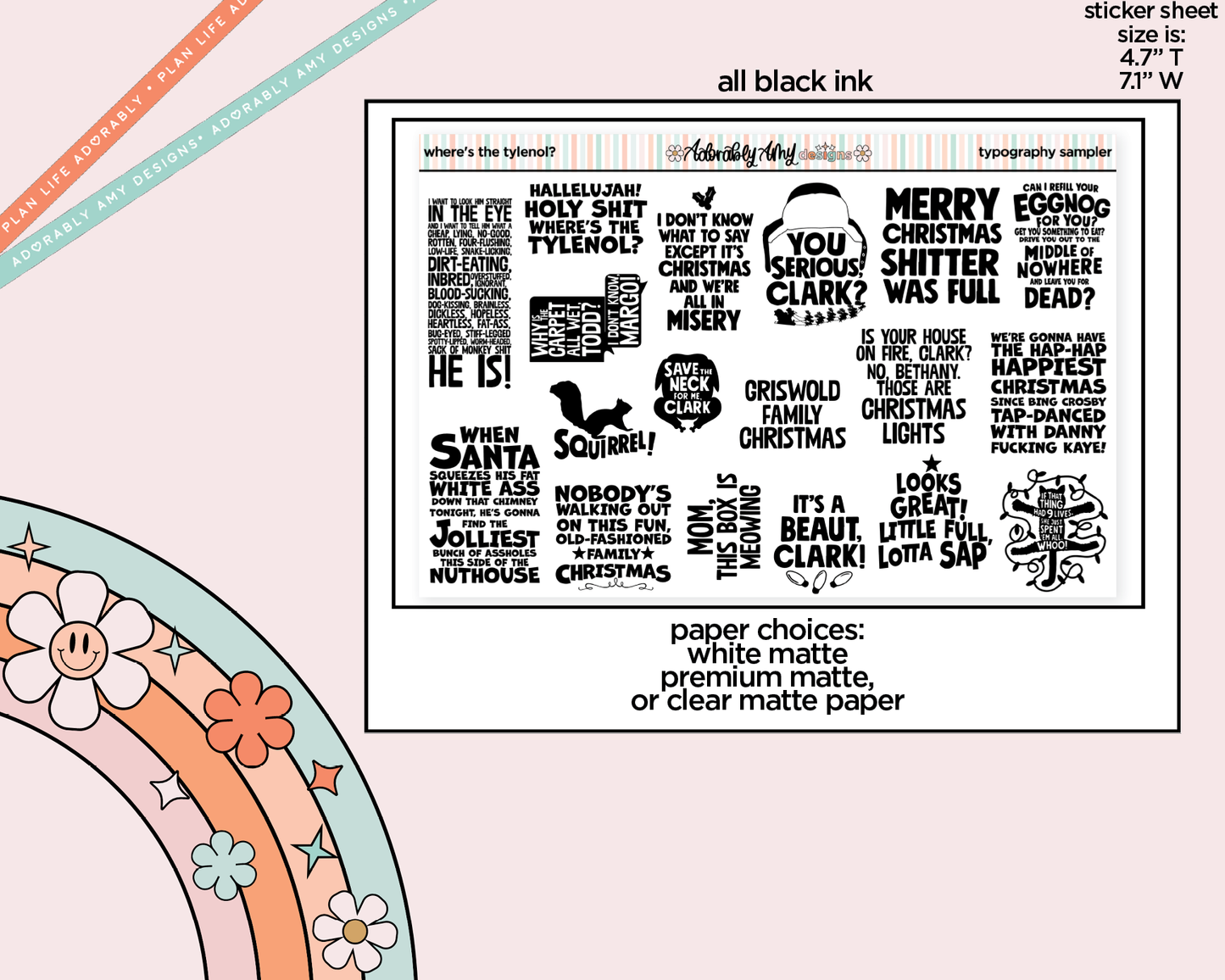 Where's the Tylenol? Deco Typography Sampler Planner Stickers