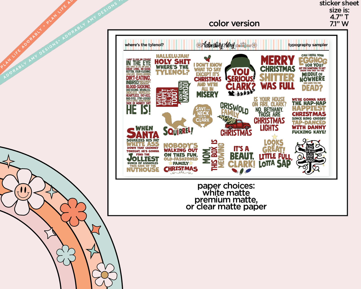 Where's the Tylenol? Deco Typography Sampler Planner Stickers