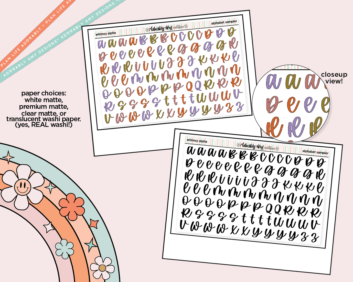 Whimsy Alphabet Stickers Deco Typography Sampler Planner Stickers