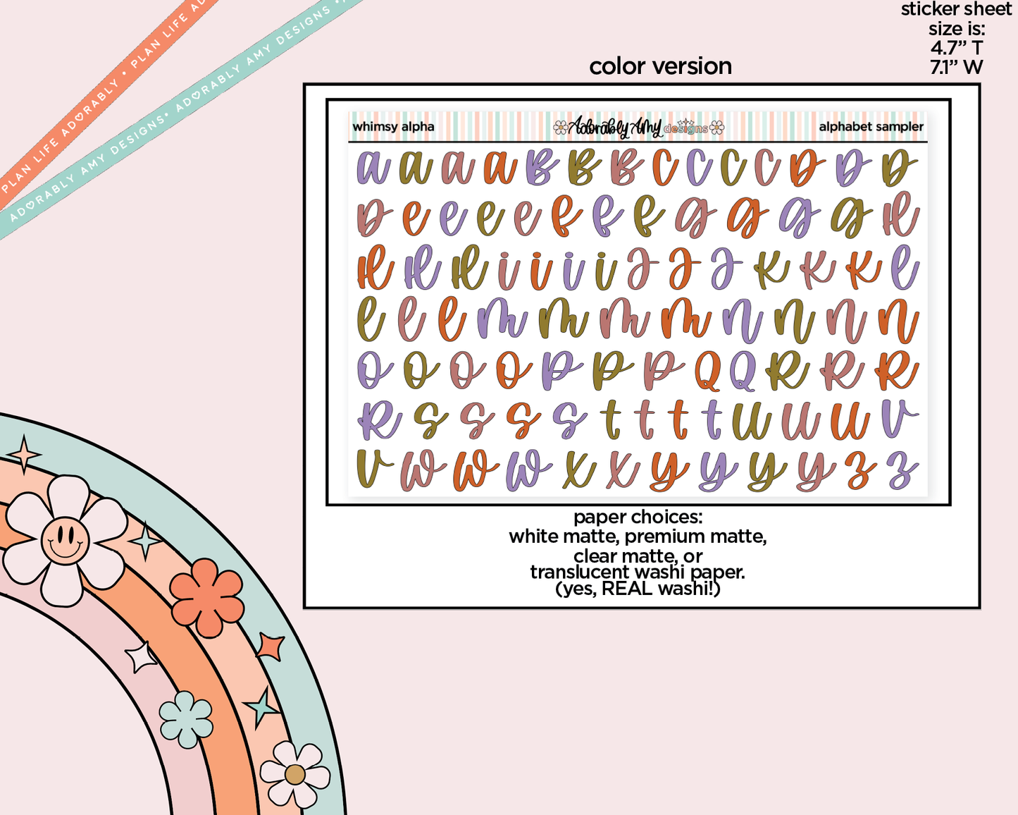 Whimsy Alphabet Stickers Deco Typography Sampler Planner Stickers