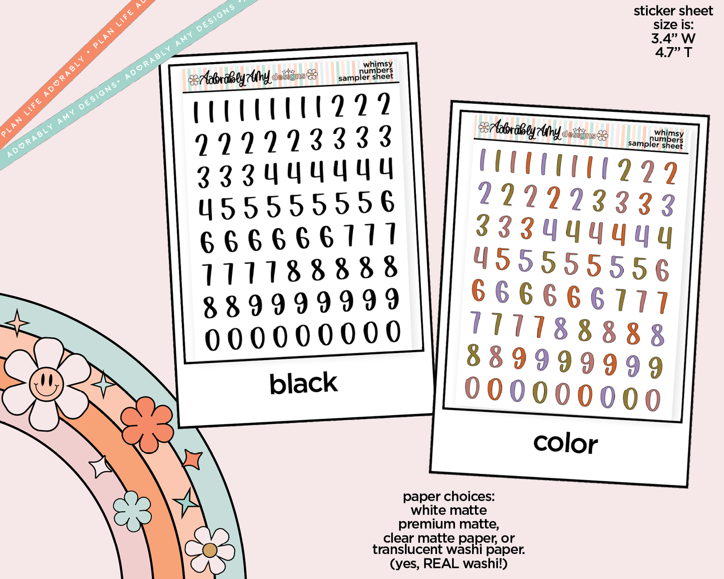 Whimsy Number Stickers Deco Typography Sampler Planner Stickers