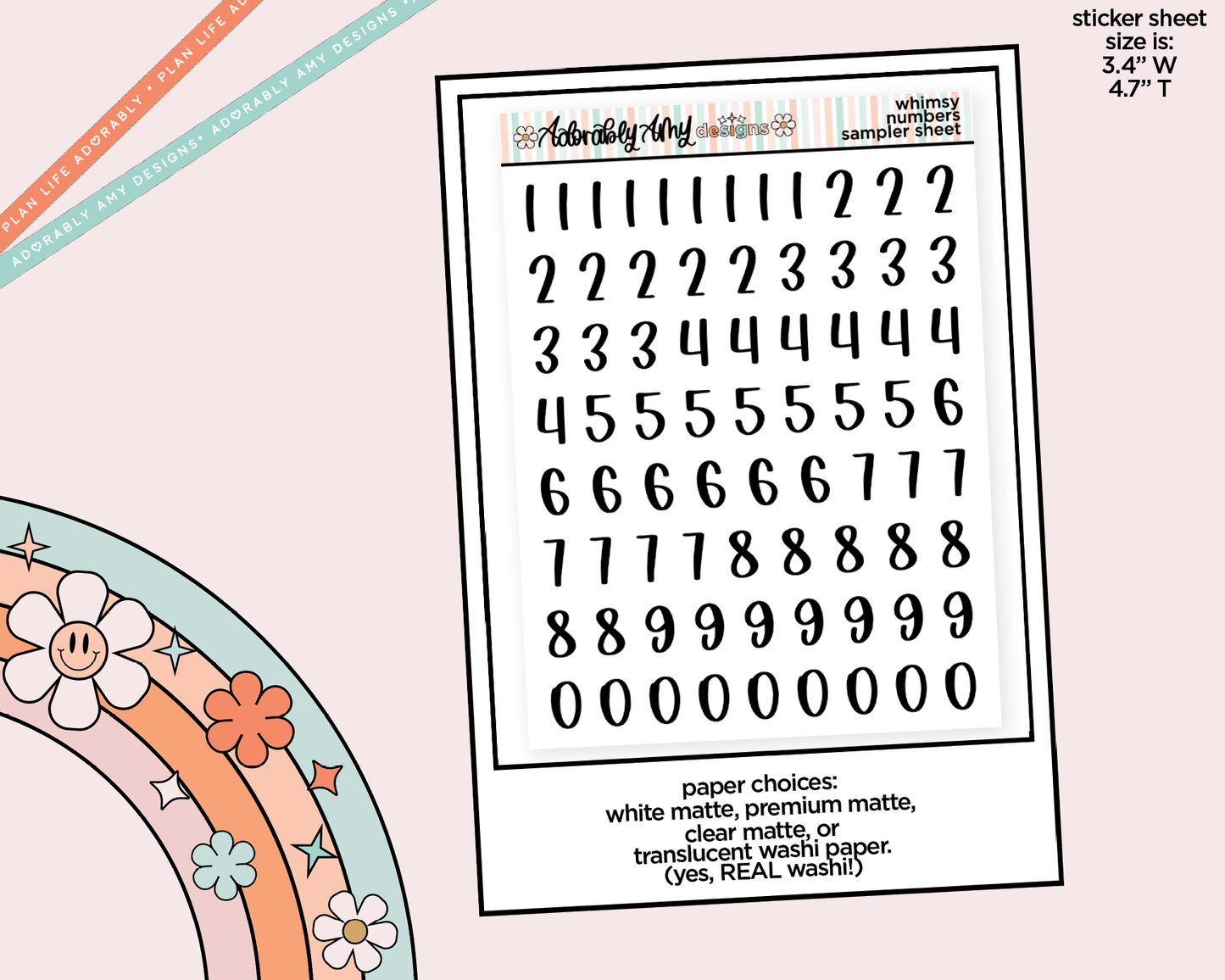 Whimsy Number Stickers Deco Typography Sampler Planner Stickers
