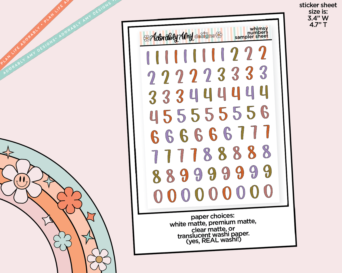 Whimsy Number Stickers Deco Typography Sampler Planner Stickers