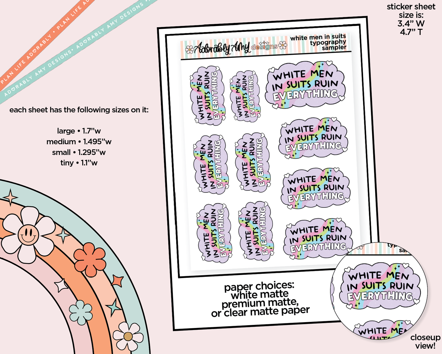 White Men Ruin Everything Typography Sampler Planner Stickers for any Planner or Insert