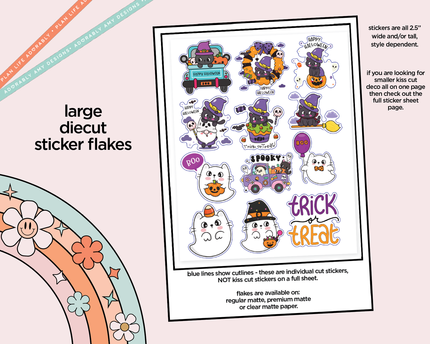 Witches be Crazy Black Cat Halloween Decorative Planner Stickers