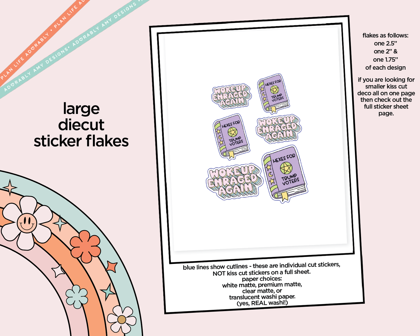 Woke Up Enraged Again - Hexes for Trump Voters Typography Sampler Planner Stickers