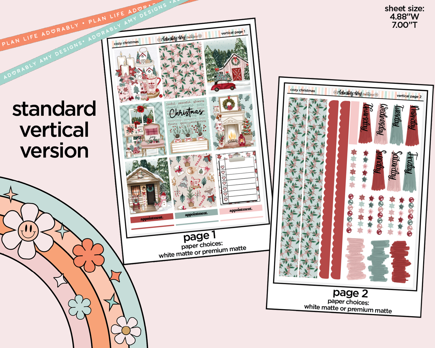 Vertical Cozy Christmas Weekly Sticker Kit for Vertical Standard Size Planners or Insert